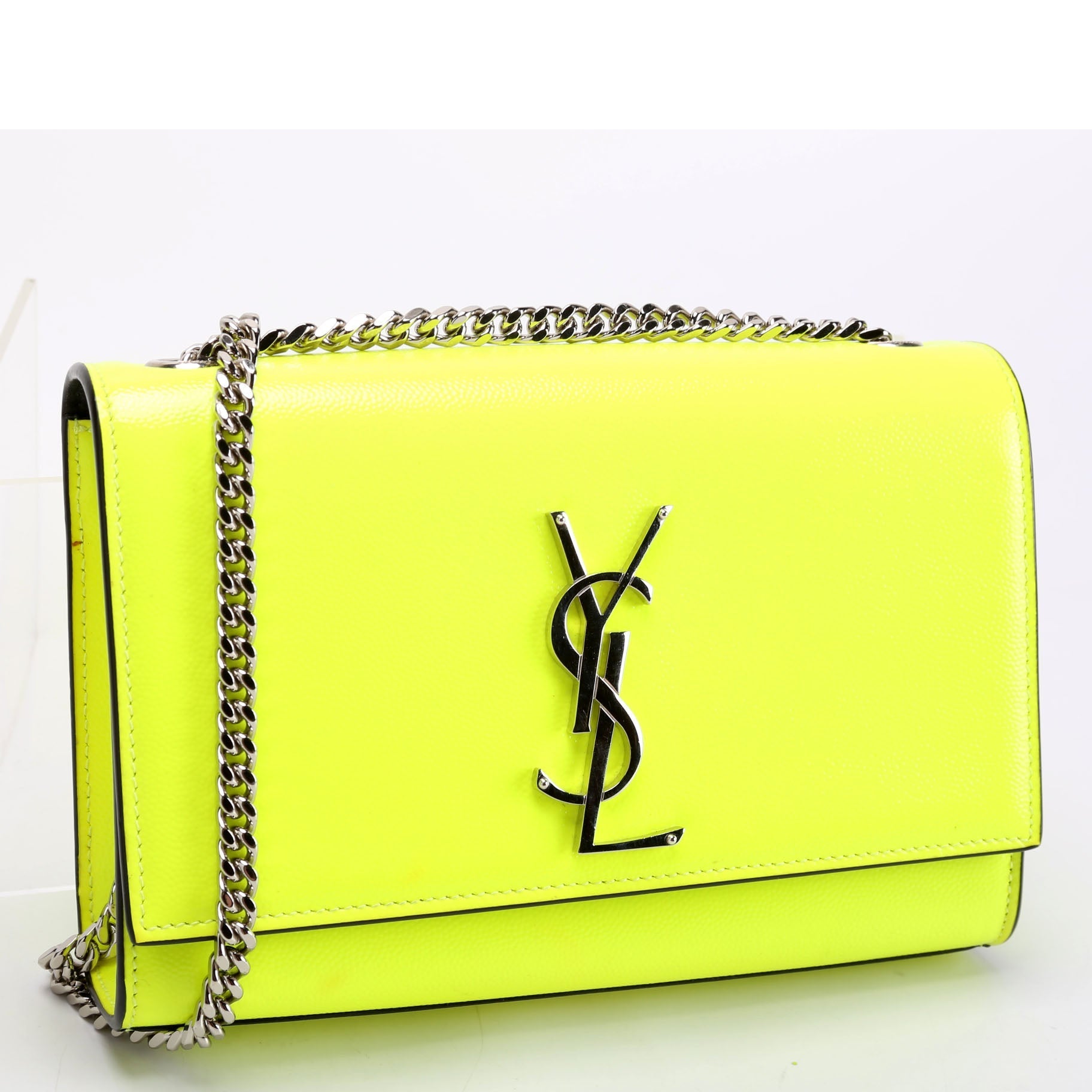 YSL Saint Laurent Saint Laurent Kate Satchel Grain Neon Yellow Small Travel Bag