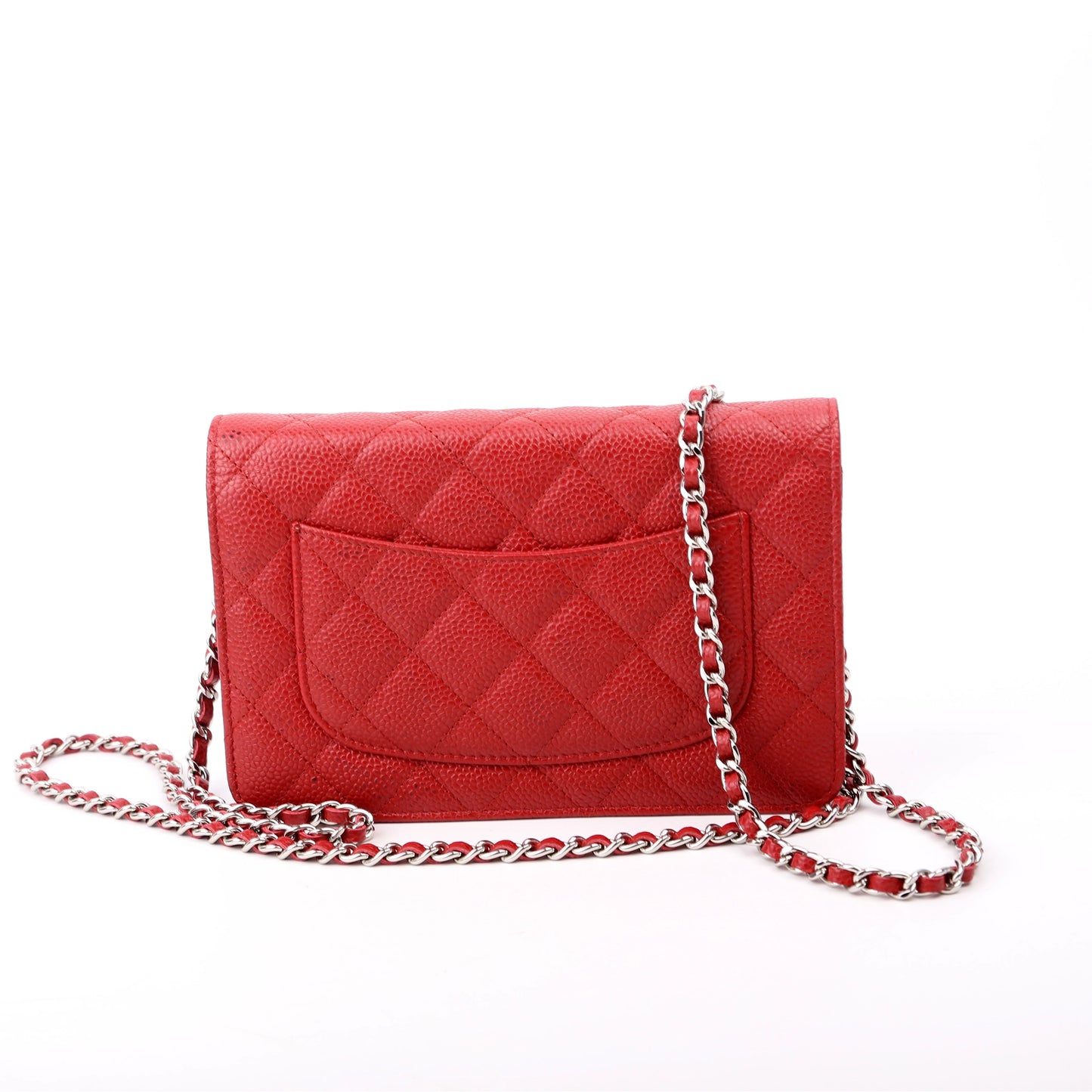 Chanel WOC Classic Quilted Caviar 22M Red Clutch Bag