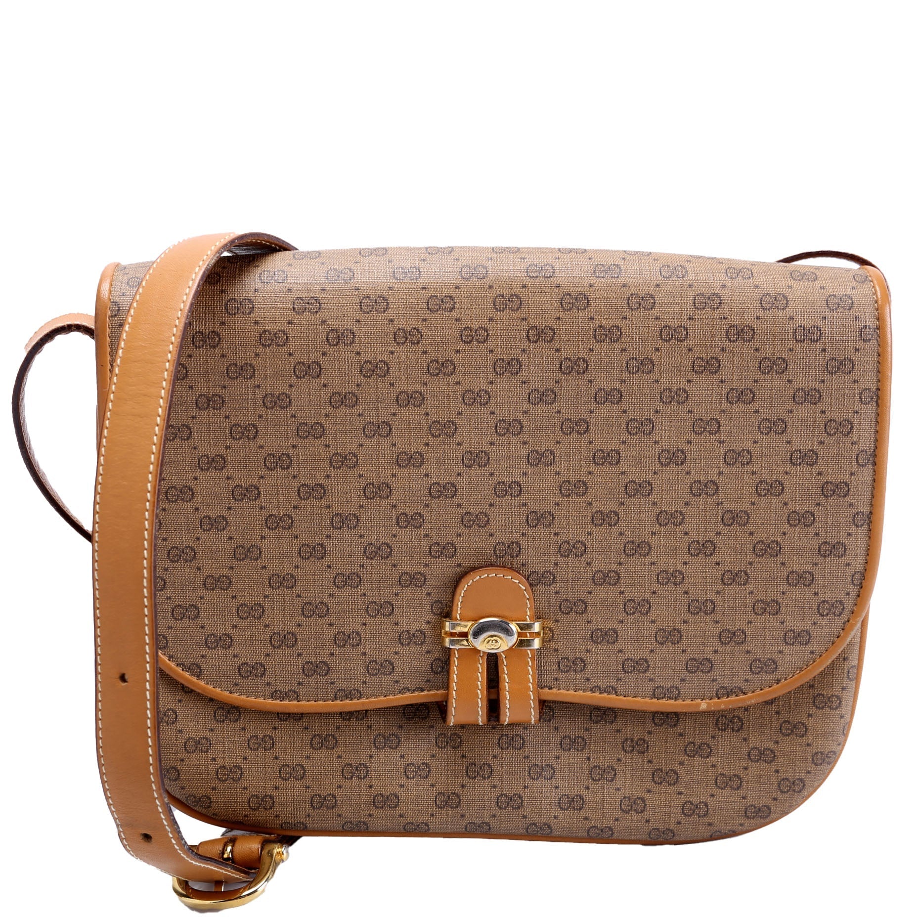 Gucci 001.406. GG Micro Canvas Brown Shoulder Bag