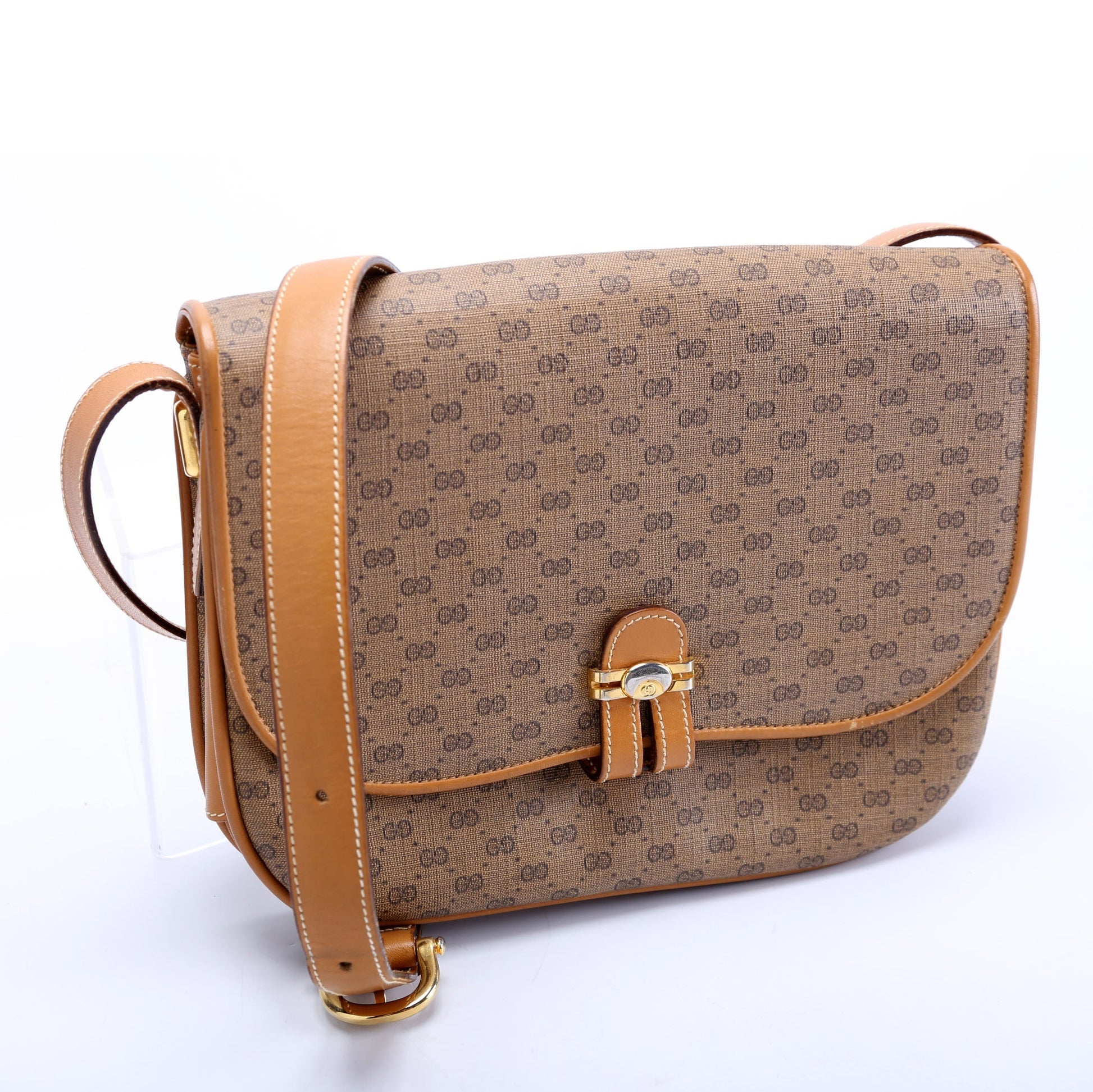 Gucci 001.406. GG Micro Canvas Brown Shoulder Bag