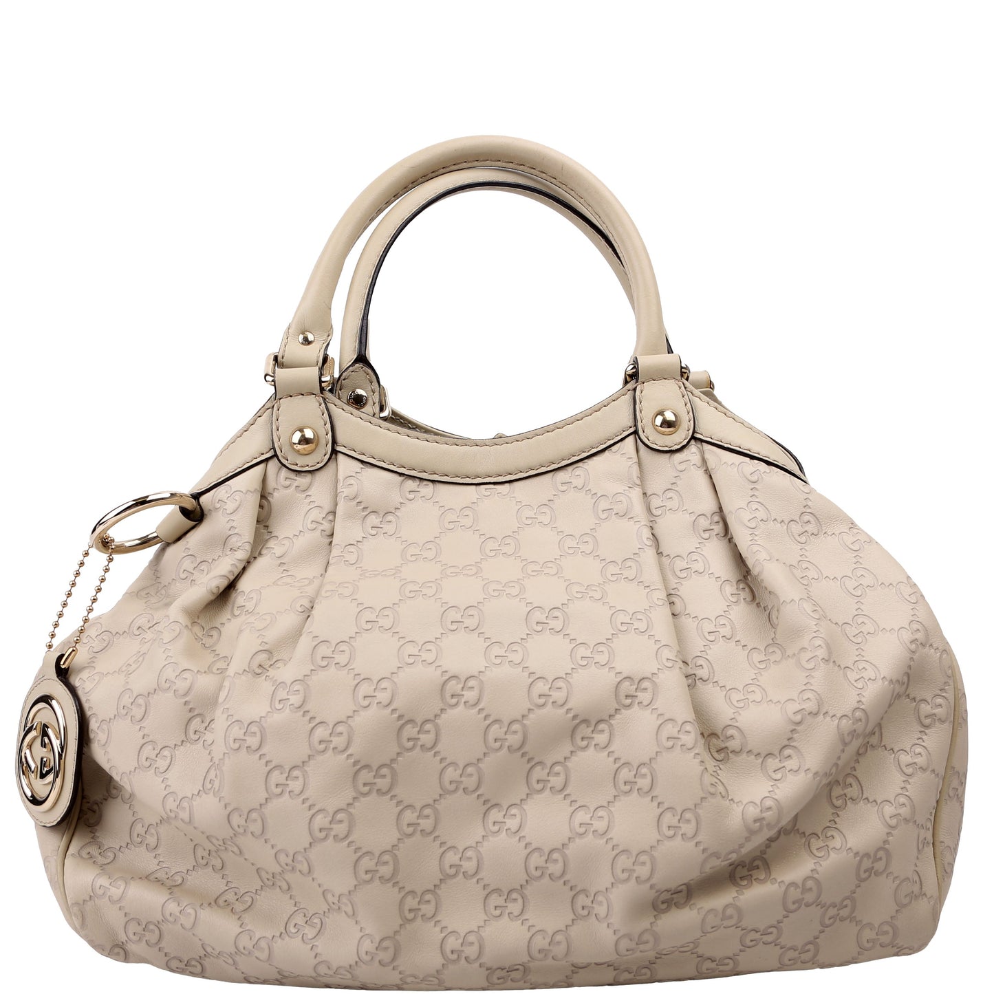 Gucci Sukey GG Leather Cream Medium Travel Bag