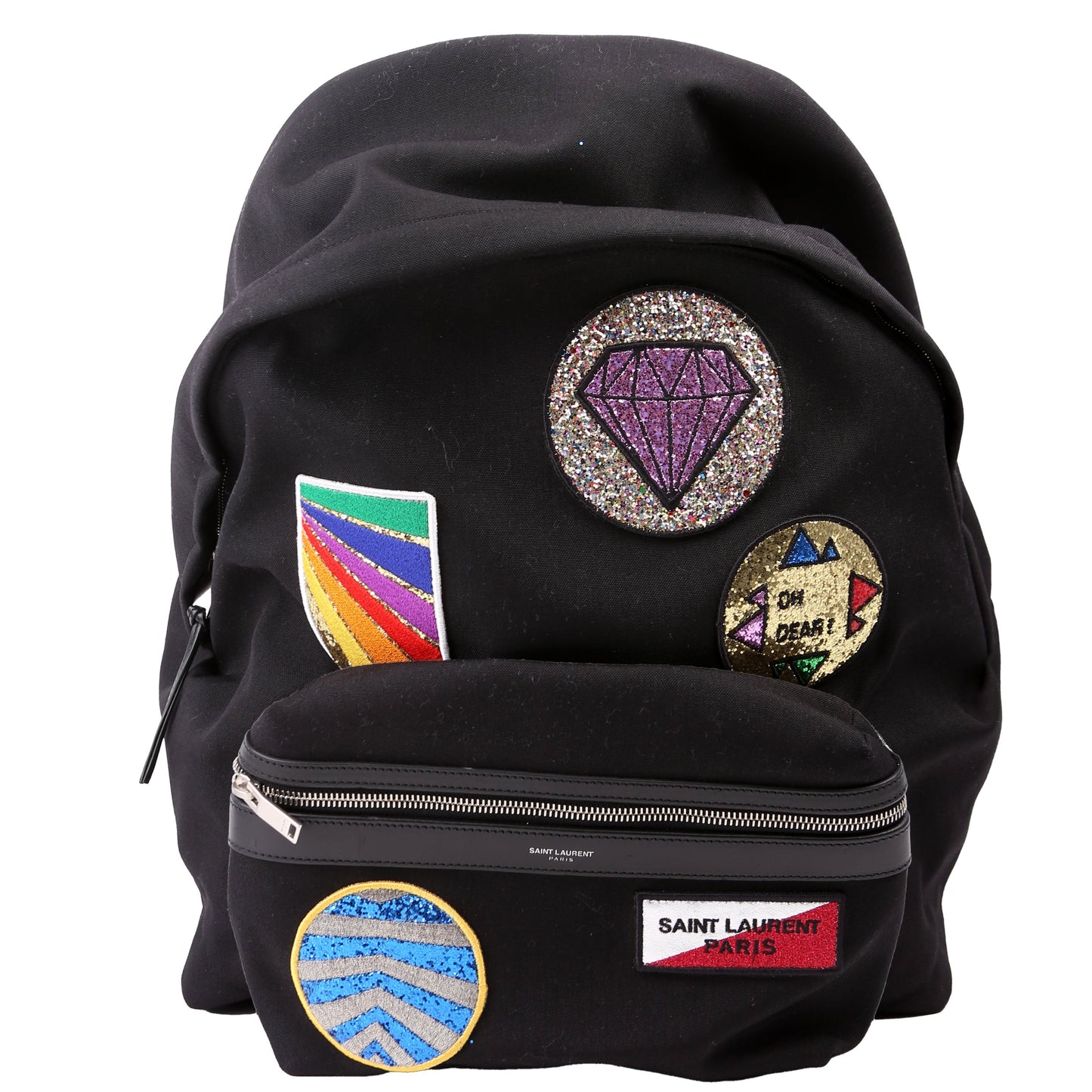 YSL Saint Laurent Saint Laurent Multi Patch Hunting Backpack Bag Canvas Black