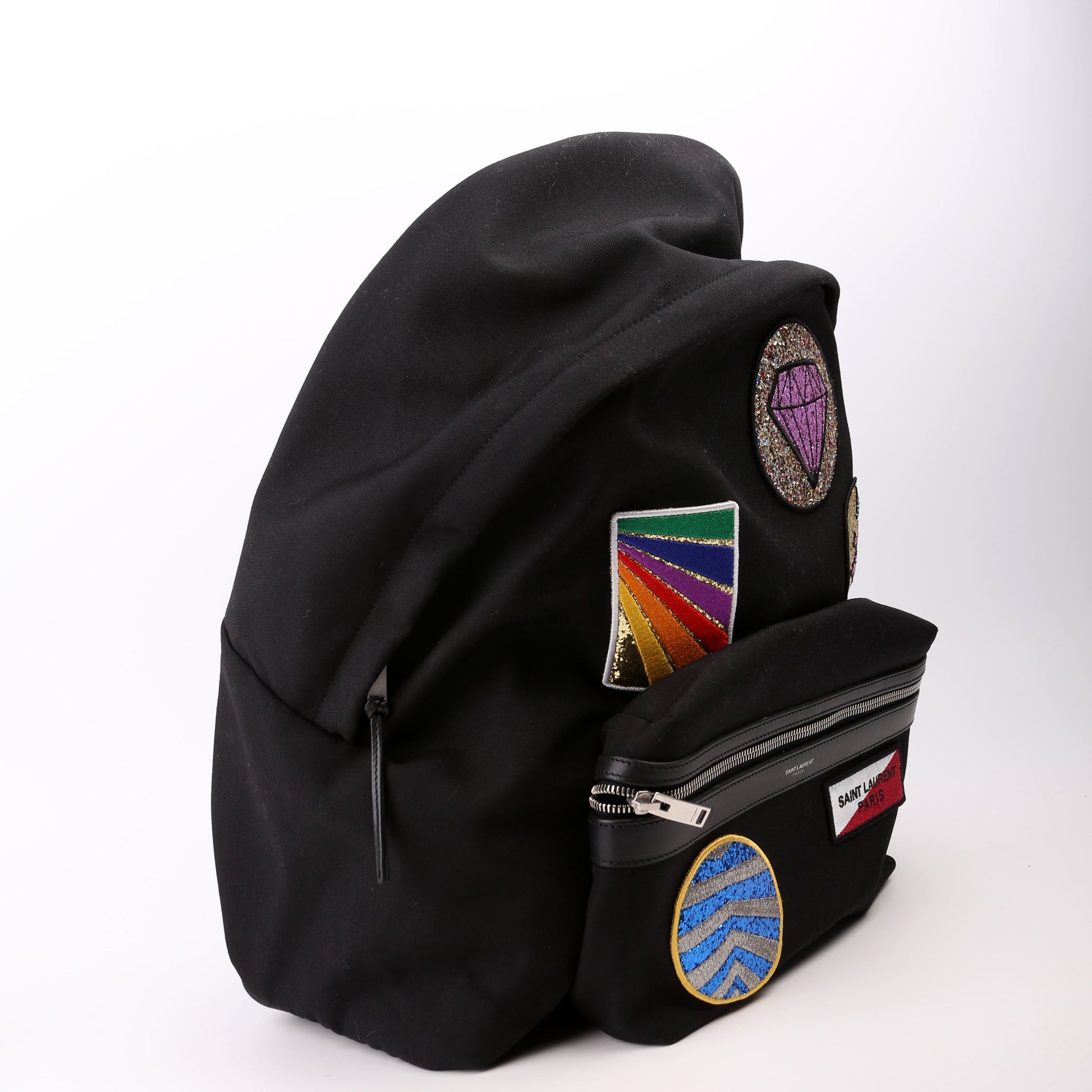 YSL Saint Laurent Saint Laurent Multi Patch Hunting Backpack Bag Canvas Black