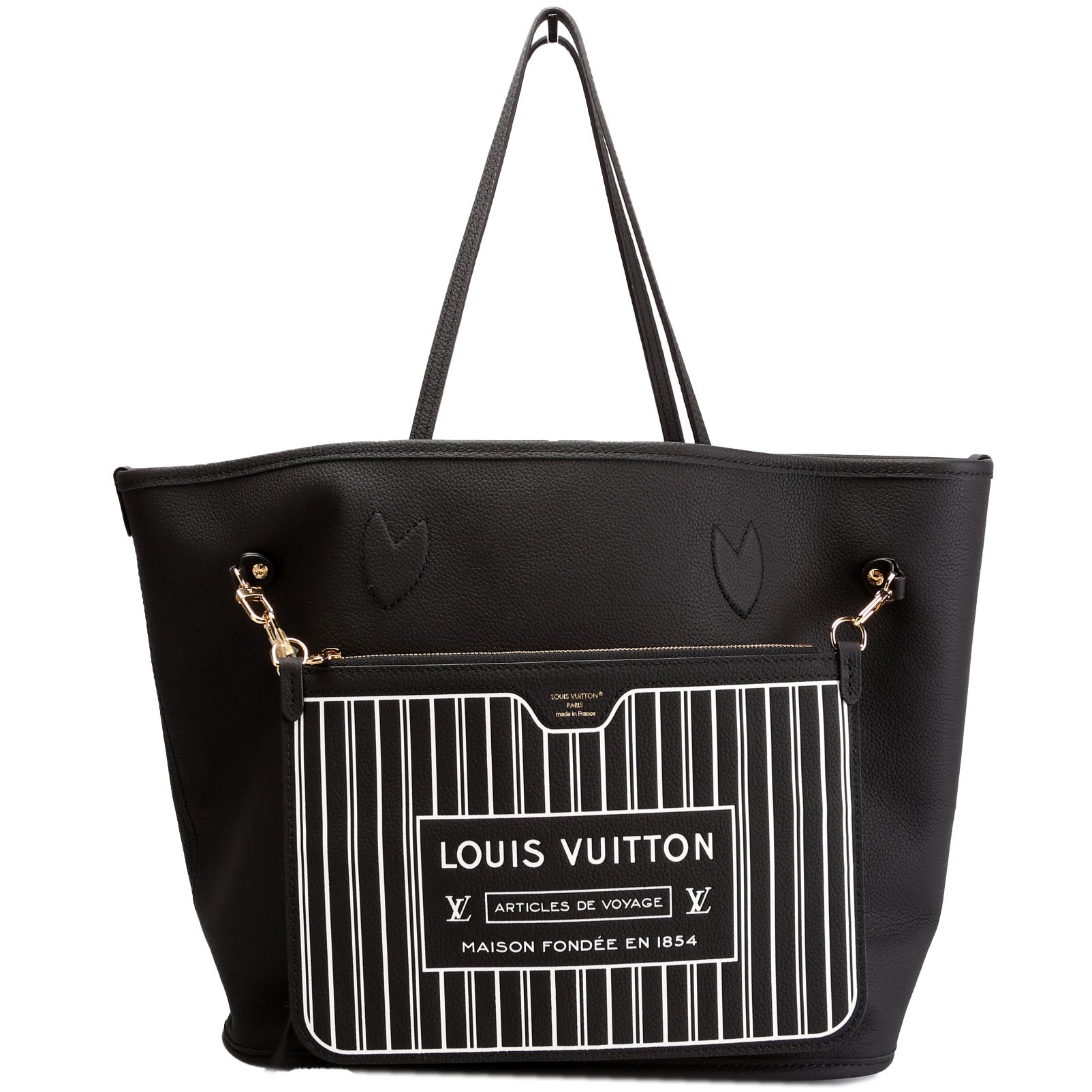 Louis Vuitton Neverfull MM Inside Out Monogram Leather Black Tote Bag