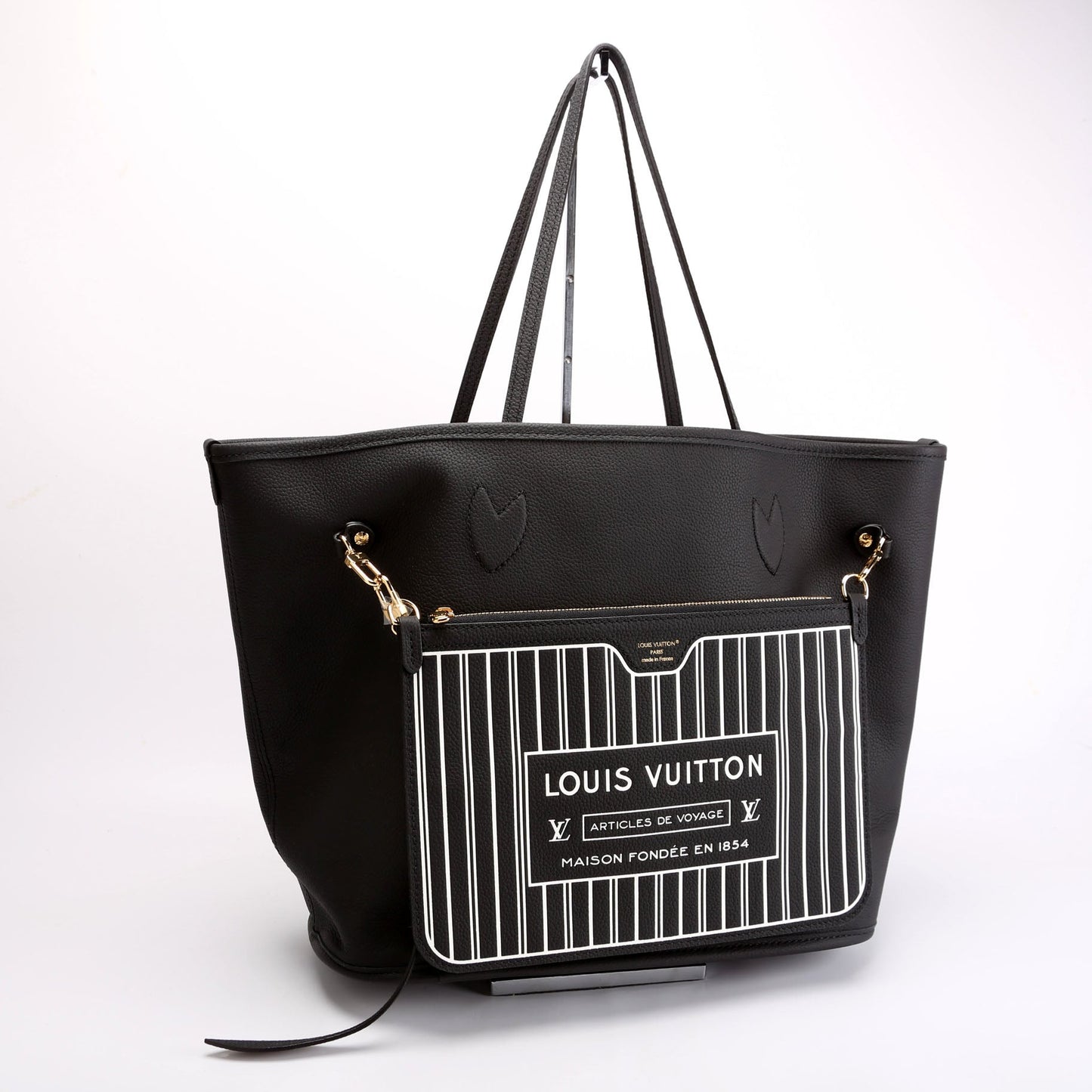 Louis Vuitton Neverfull MM Inside Out Monogram Leather Black Tote Bag