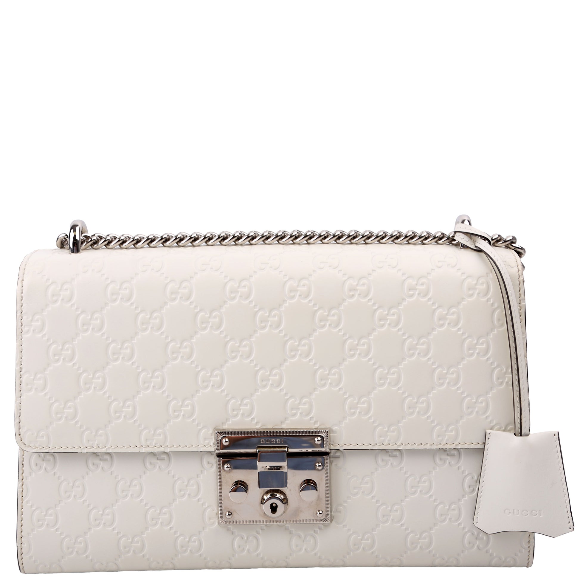 Gucci Padlock GG Leather White Medium Shoulder Bag