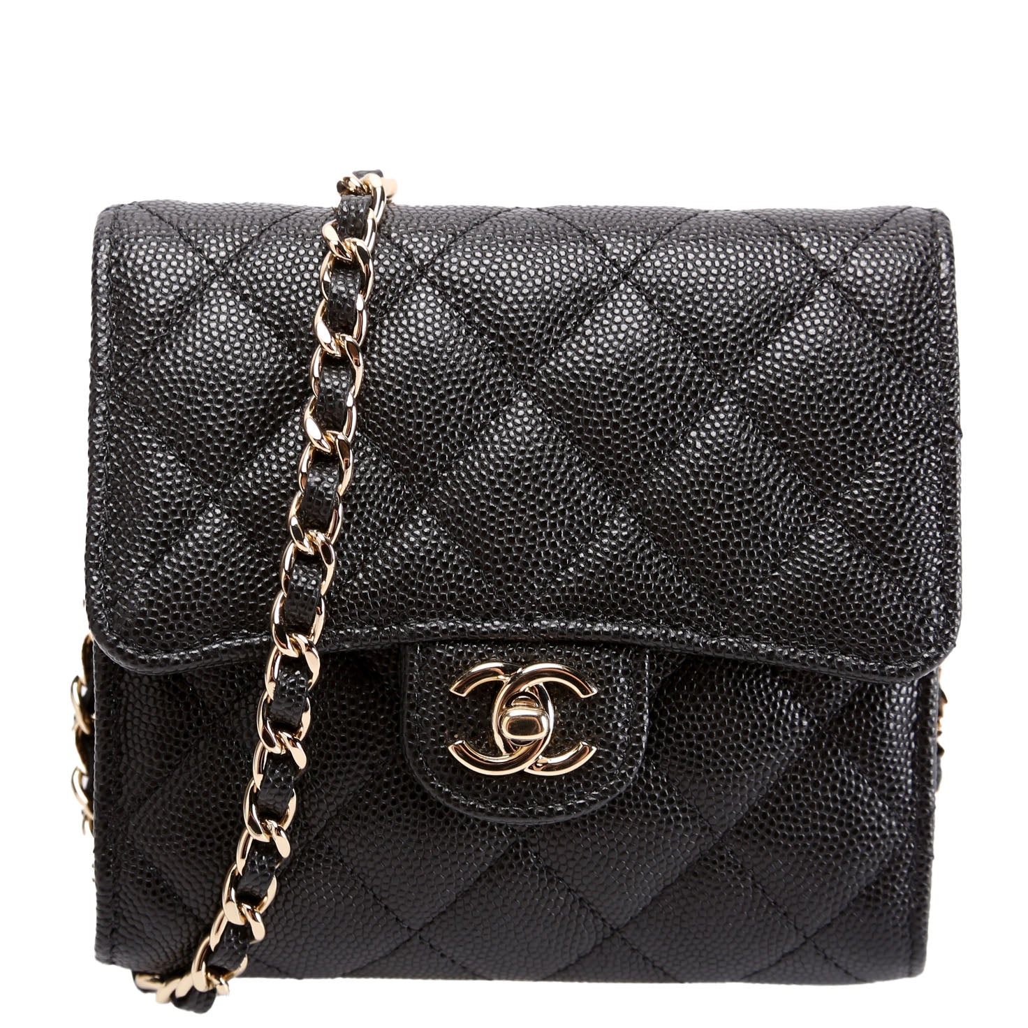 Chanel CC Flap Card Holder On Caviar Black Wallet Case