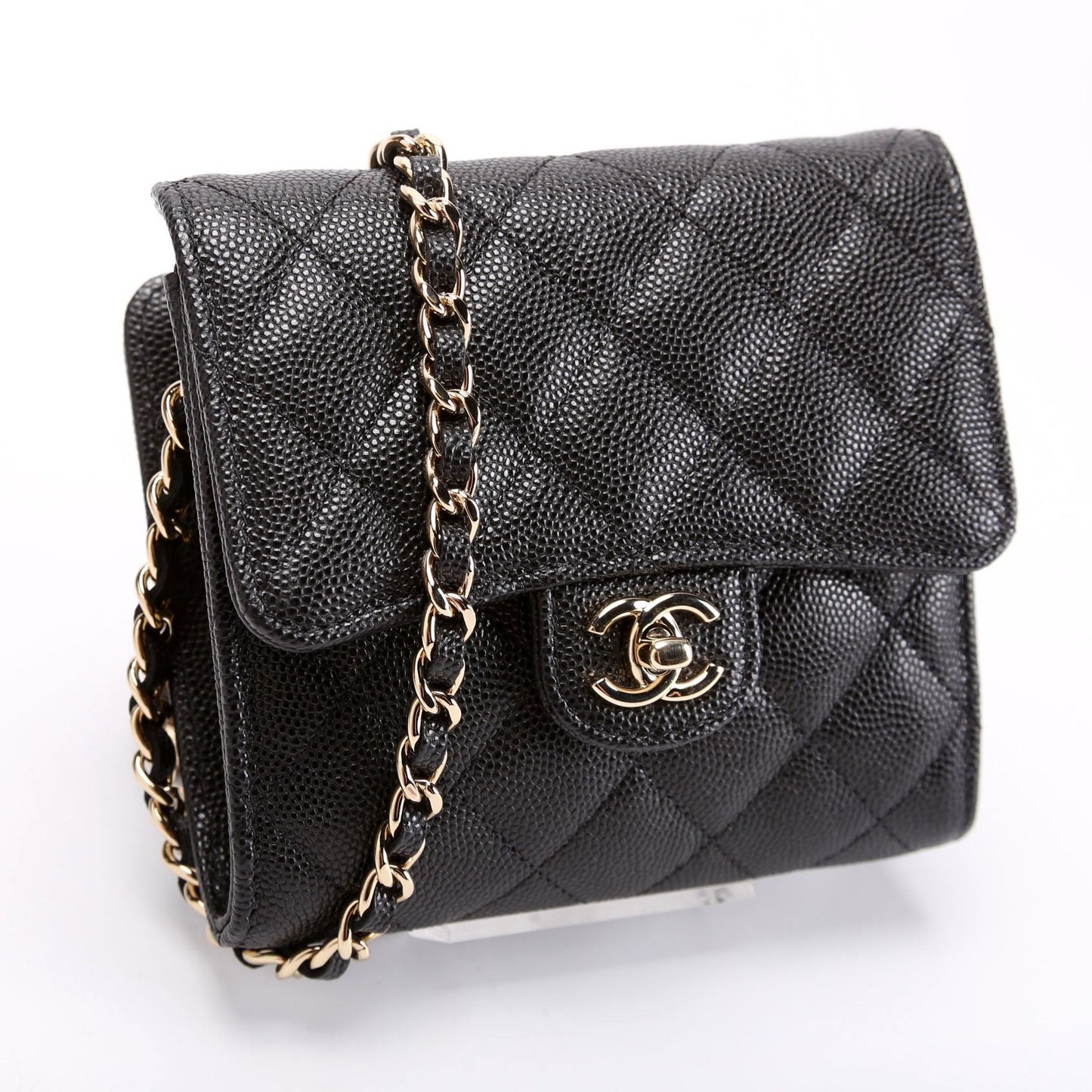 Chanel CC Flap Card Holder On Caviar Black Wallet Case
