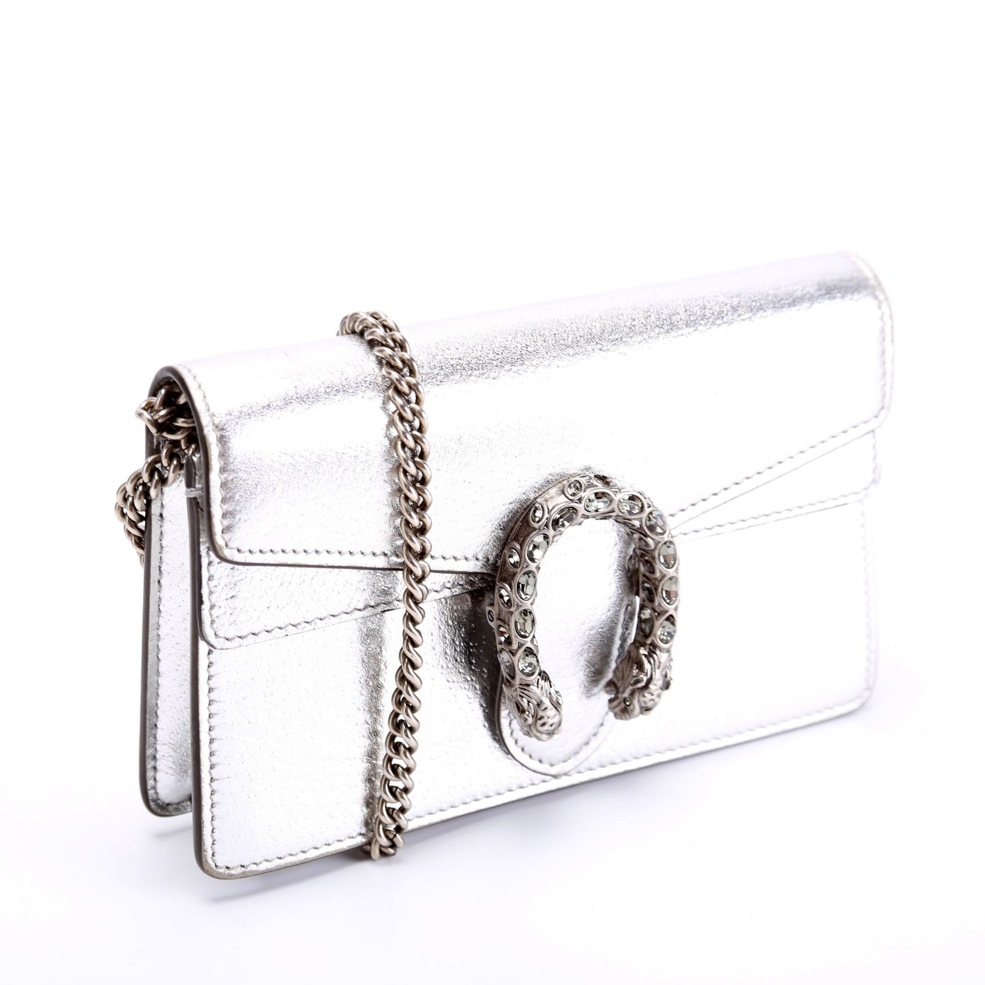 Gucci Dionysus Leather Silver Mini Travel Bag