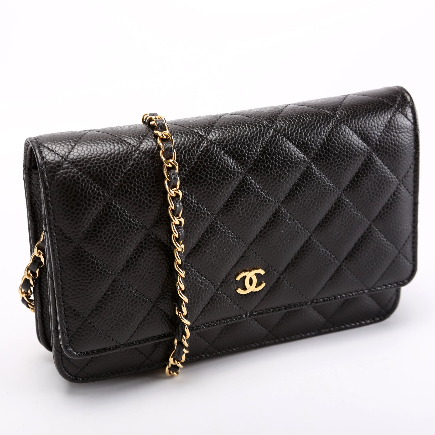 Chanel On Classic Quilted Caviar RFID Black Wallet Case