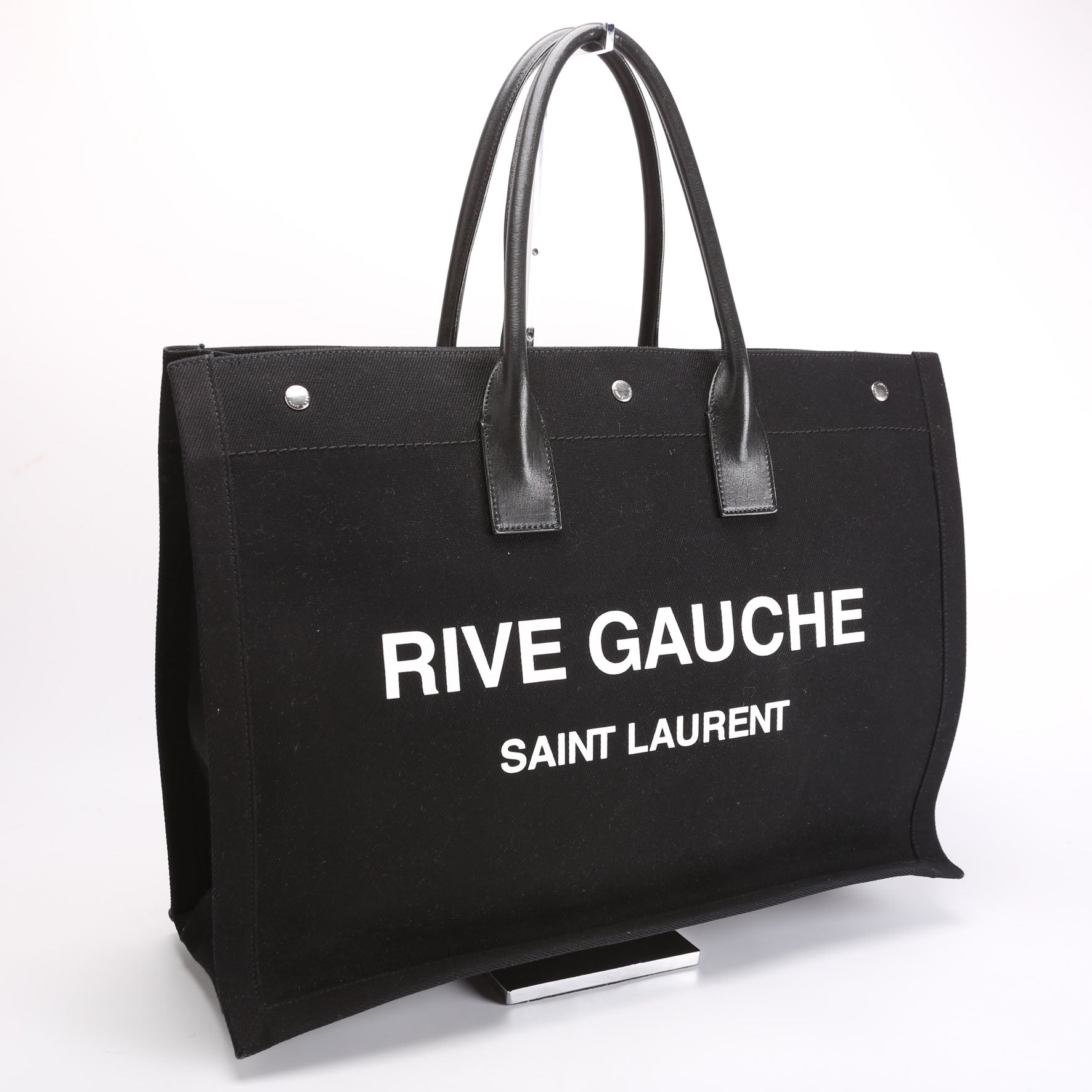 YSL Saint Laurent Saint Laurent Rive Gauche Tote Bag Black White