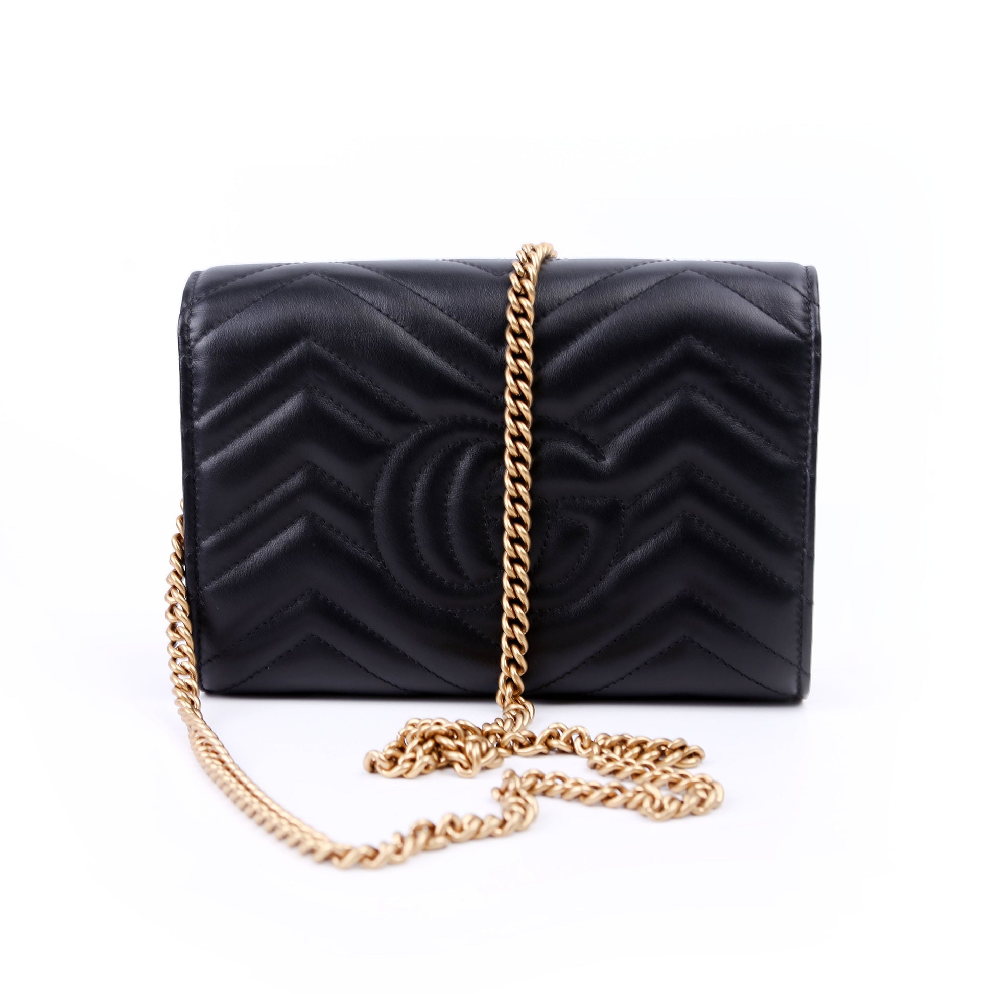 Gucci Marmont Black Chain Wallet Case Black 6