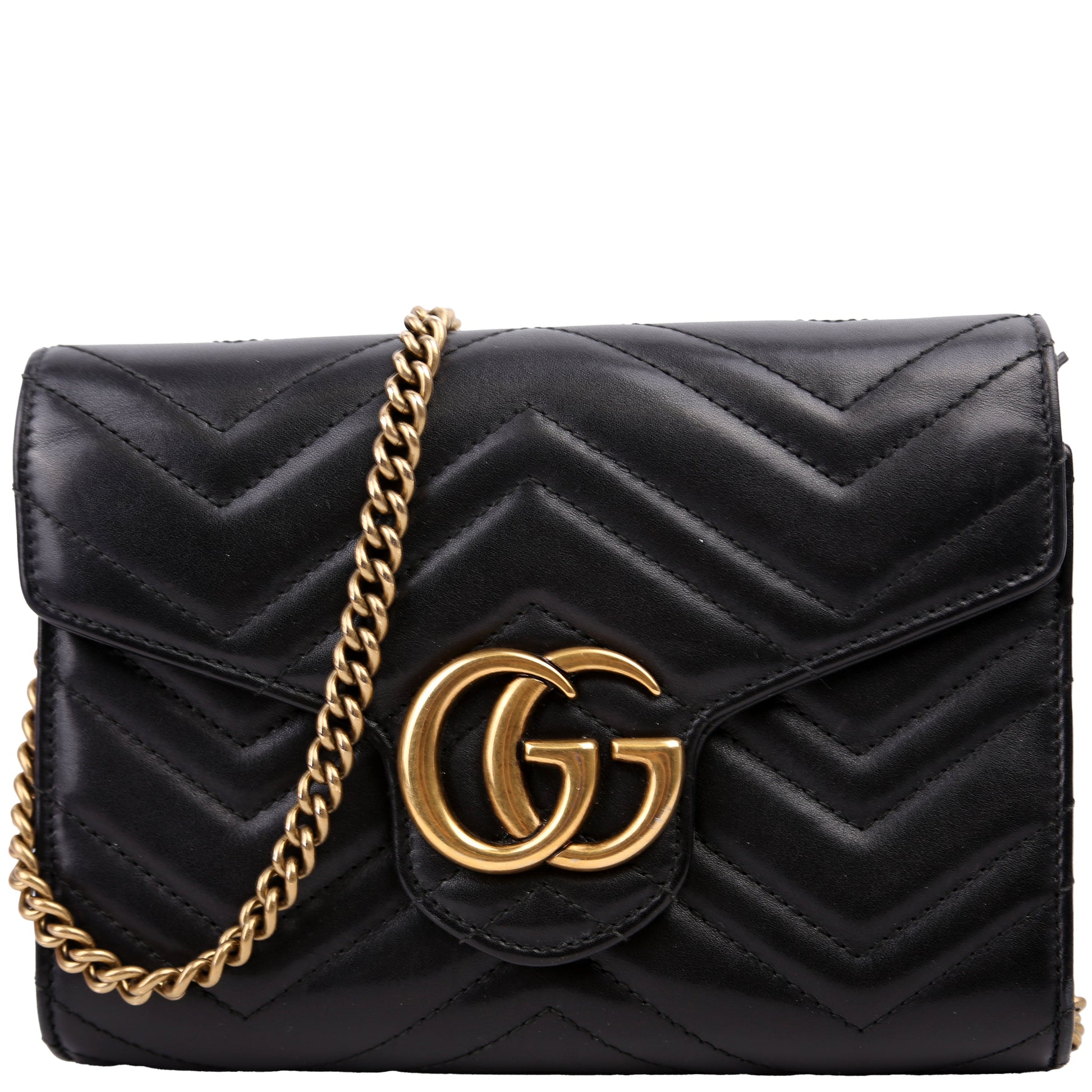 Gucci Marmont Black Chain Wallet Case Black 8