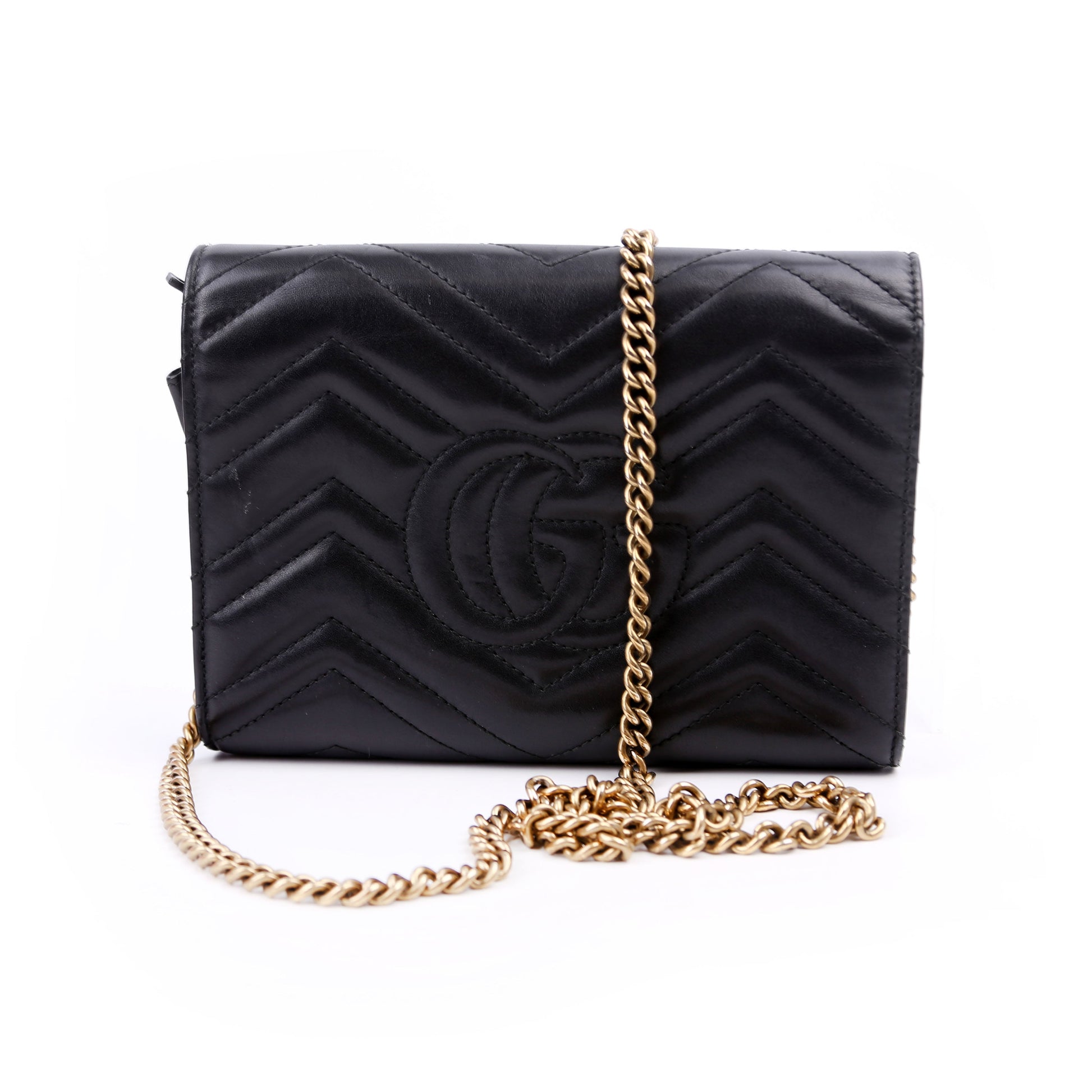 Gucci Marmont Black Chain Wallet Case Black 8