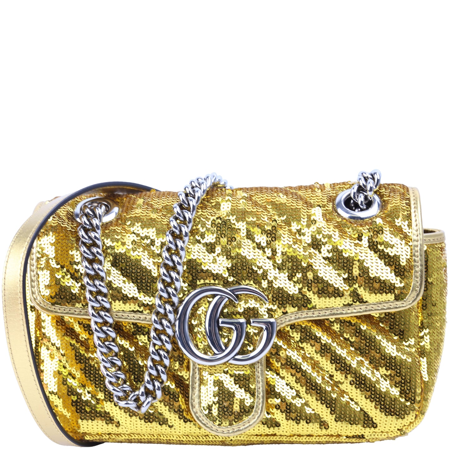 Gucci Marmont Sequin Gold Small Flap Shoulder Bag