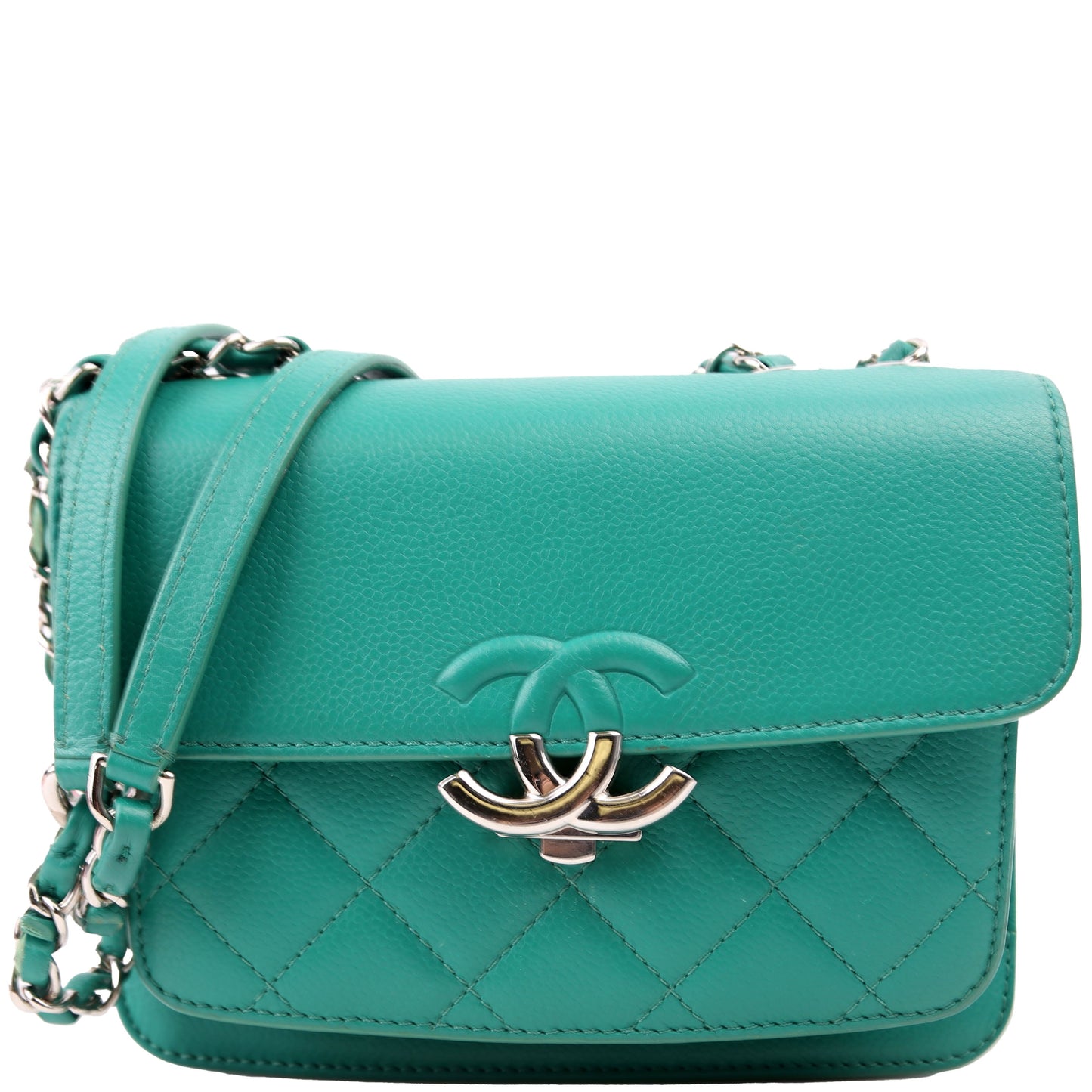 Chanel CC Box Flap Quilted Caviar 23M Green Small Handbag