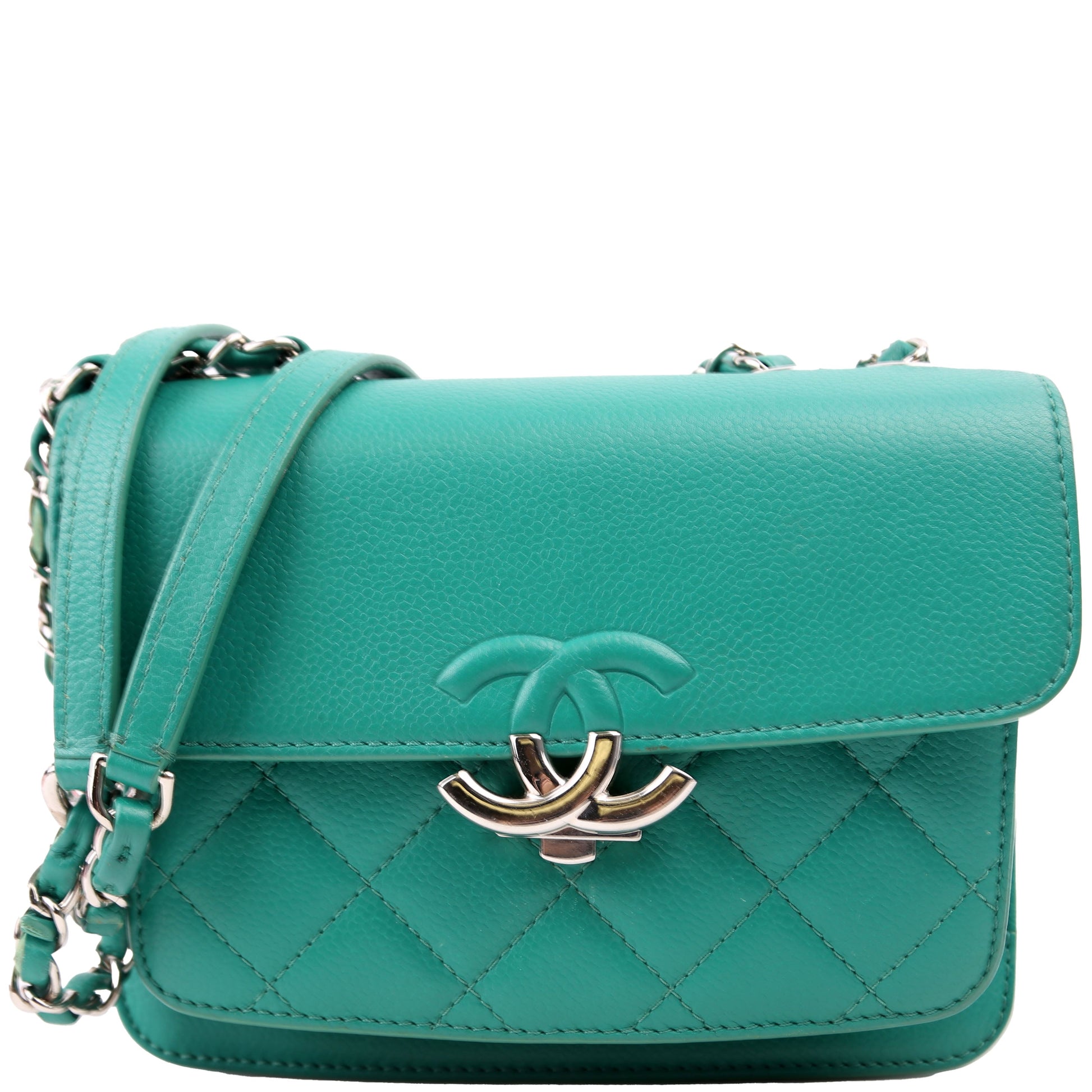 Chanel CC Box Flap Quilted Caviar 23M Green Small Handbag