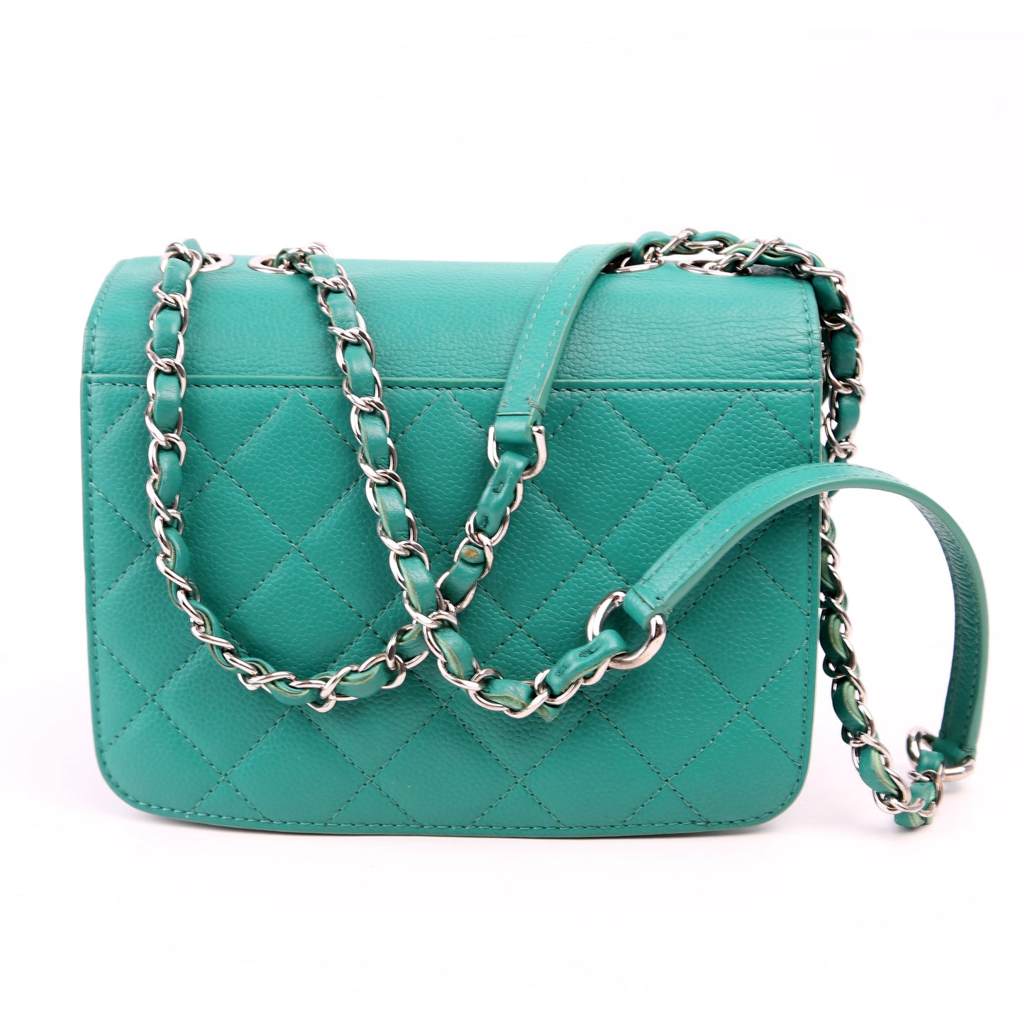 Chanel CC Box Flap Quilted Caviar 23M Green Small Handbag