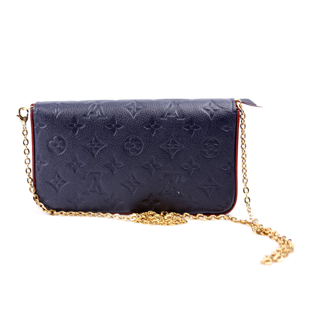 Louis Vuitton Pochette Felicie Navy Empreinte Clutch Bag