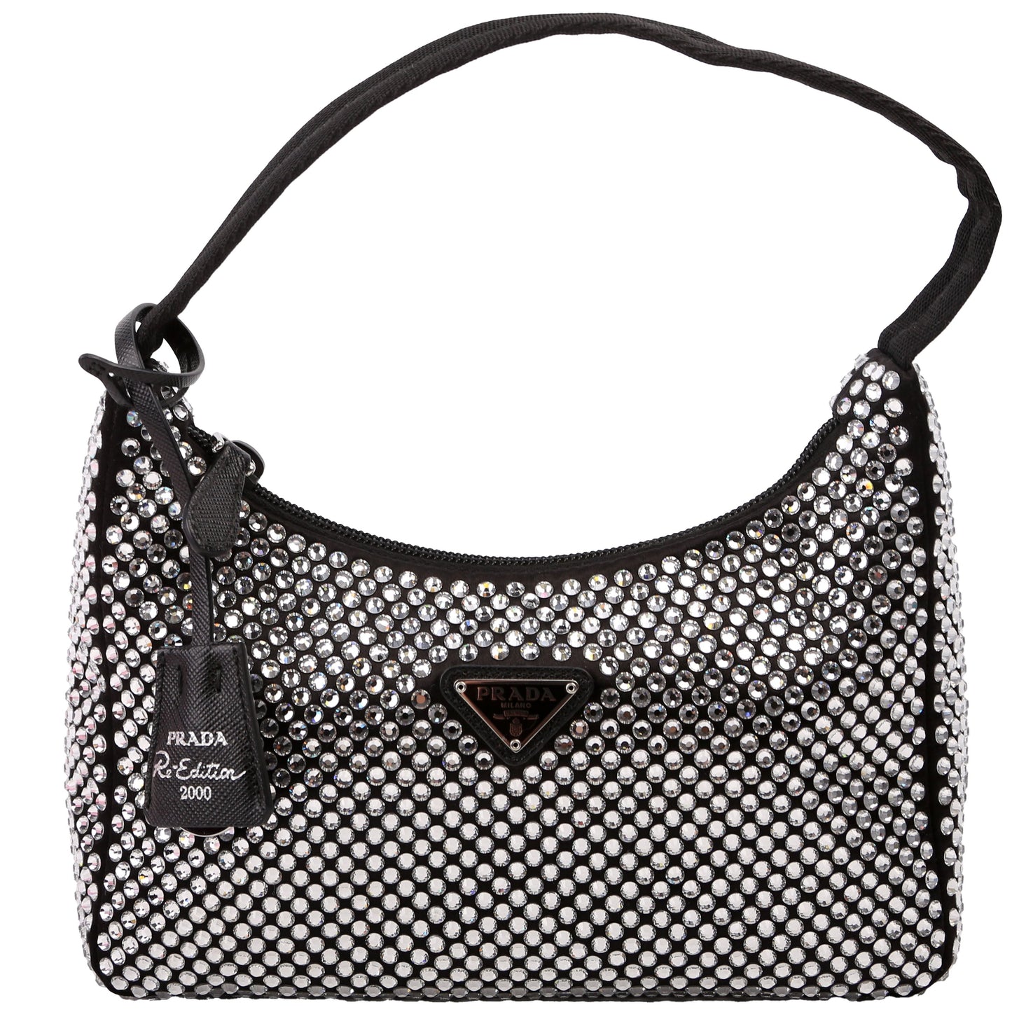 Prada Crystal Re Edition Bag Satin Black Travel Bag Black Bag