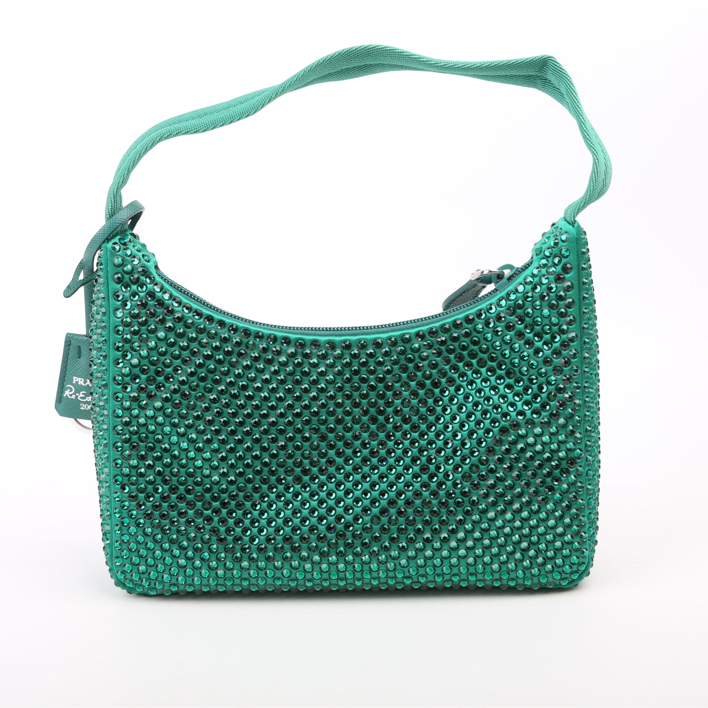 Prada Crystal Re Edition Bag Satin Green Travel Bag
