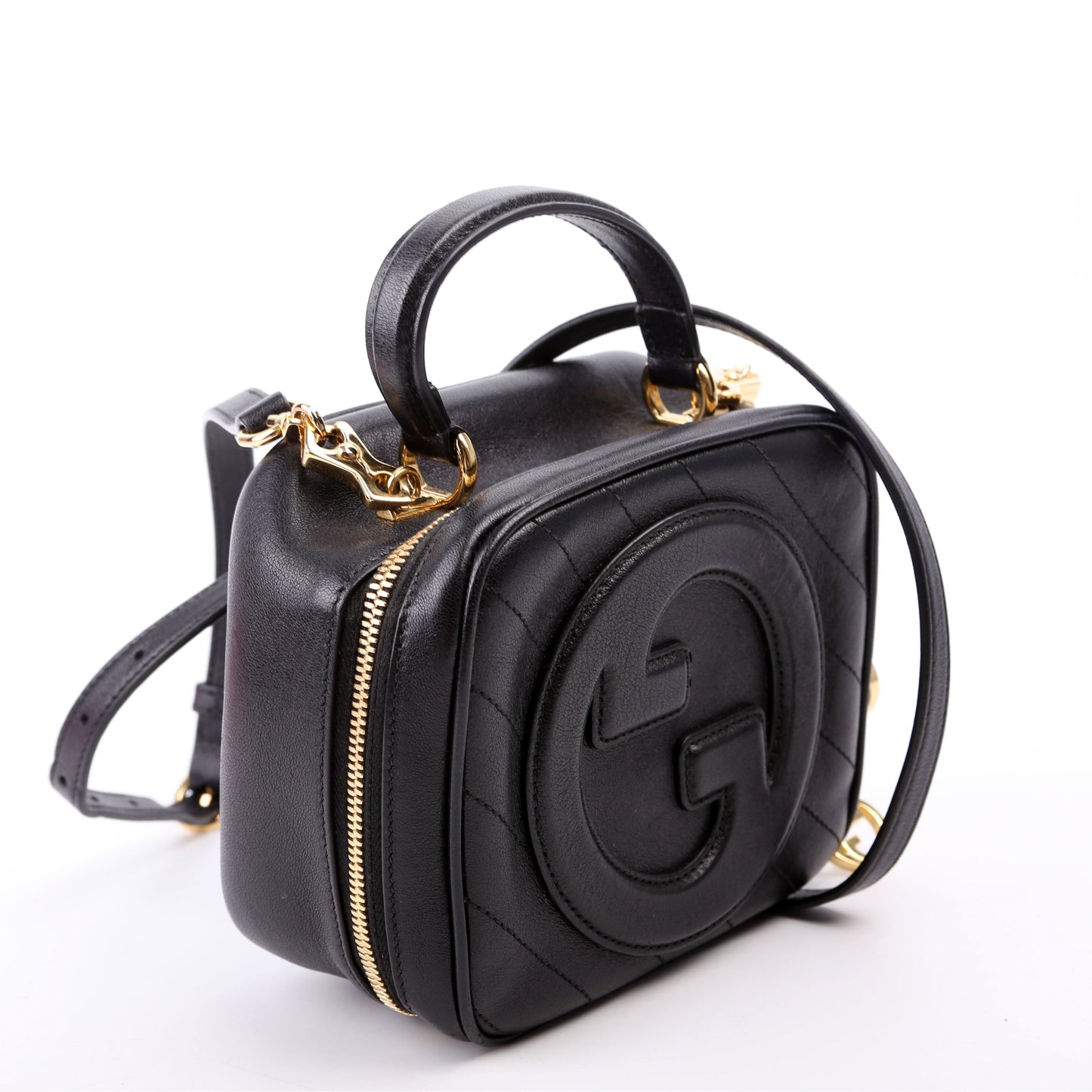 Gucci Blondie Leather Black Top Handle Travel Bag