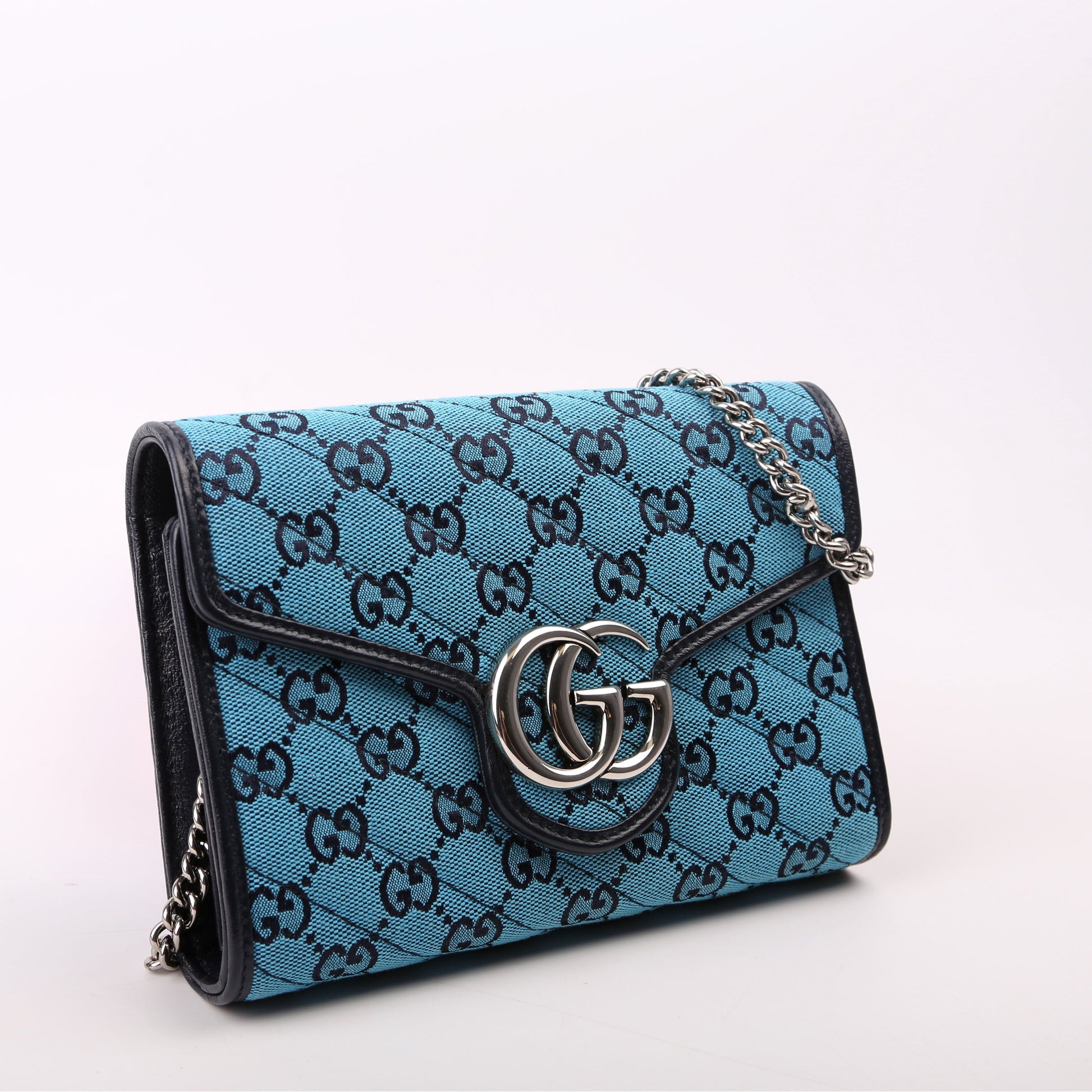 Gucci Marmont Blue Chain Wallet Case