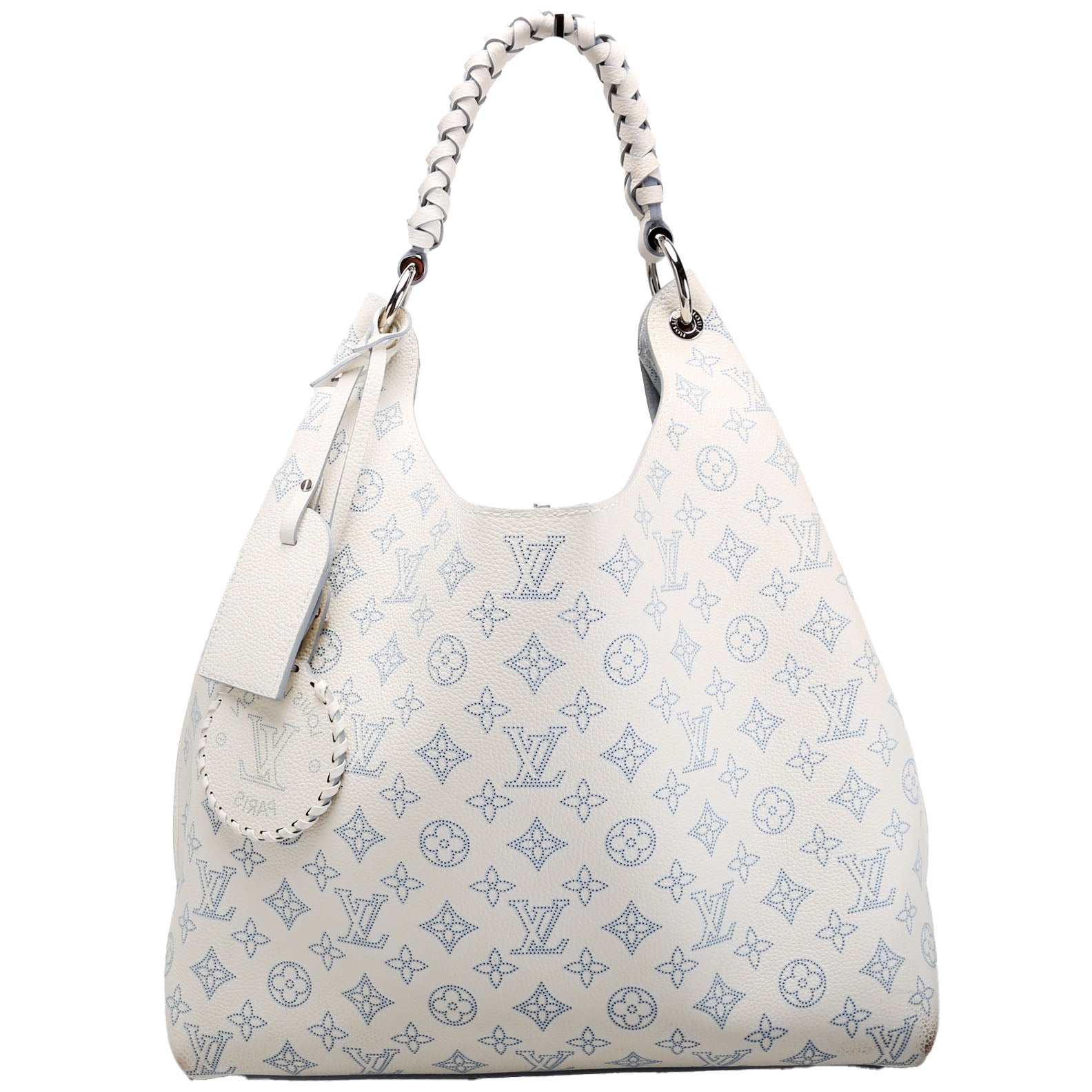 Louis Vuitton Carmel Mahina Light White Blue Handbag