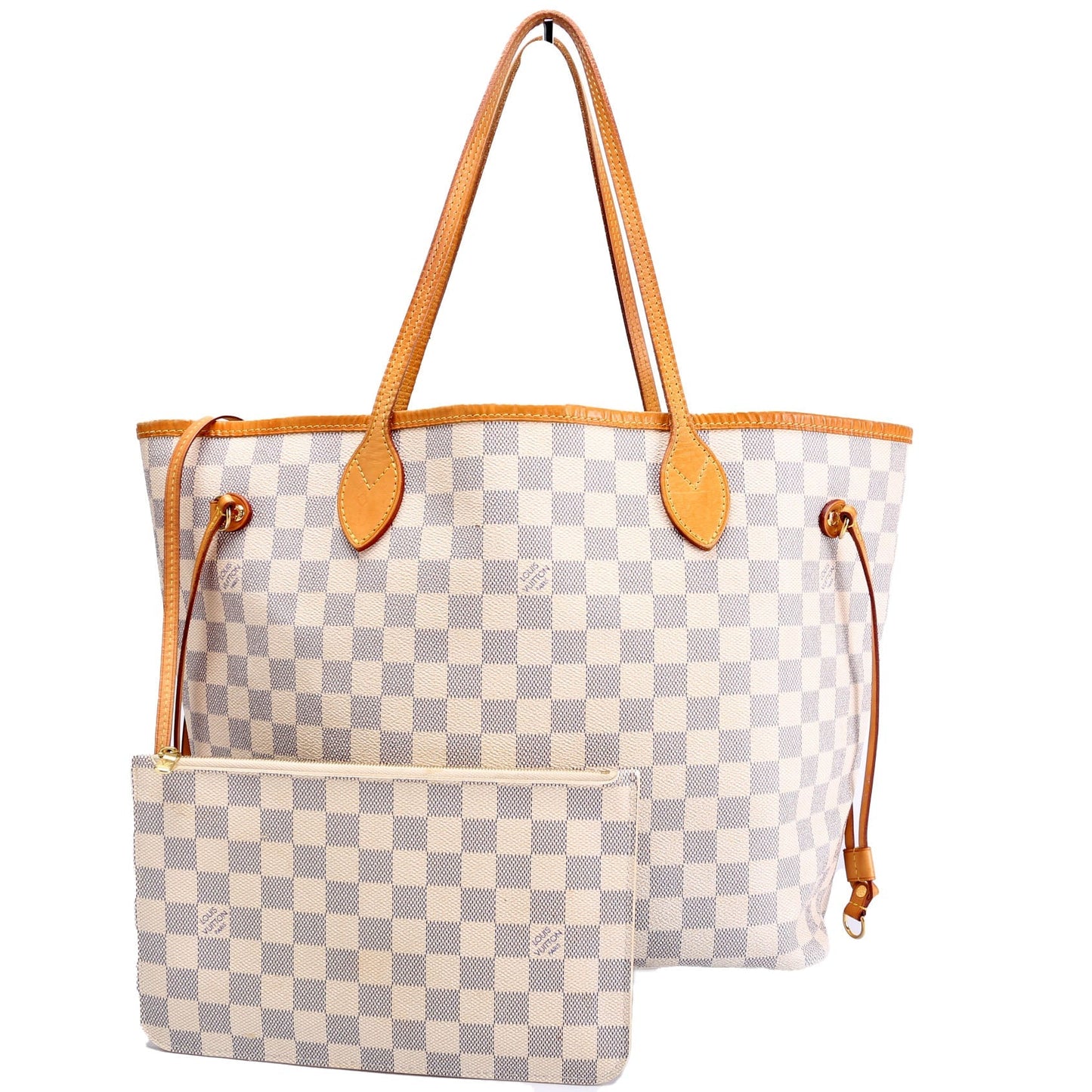 Louis Vuitton Neverfull MM Azur Damier White Blue Beige Wallet Case