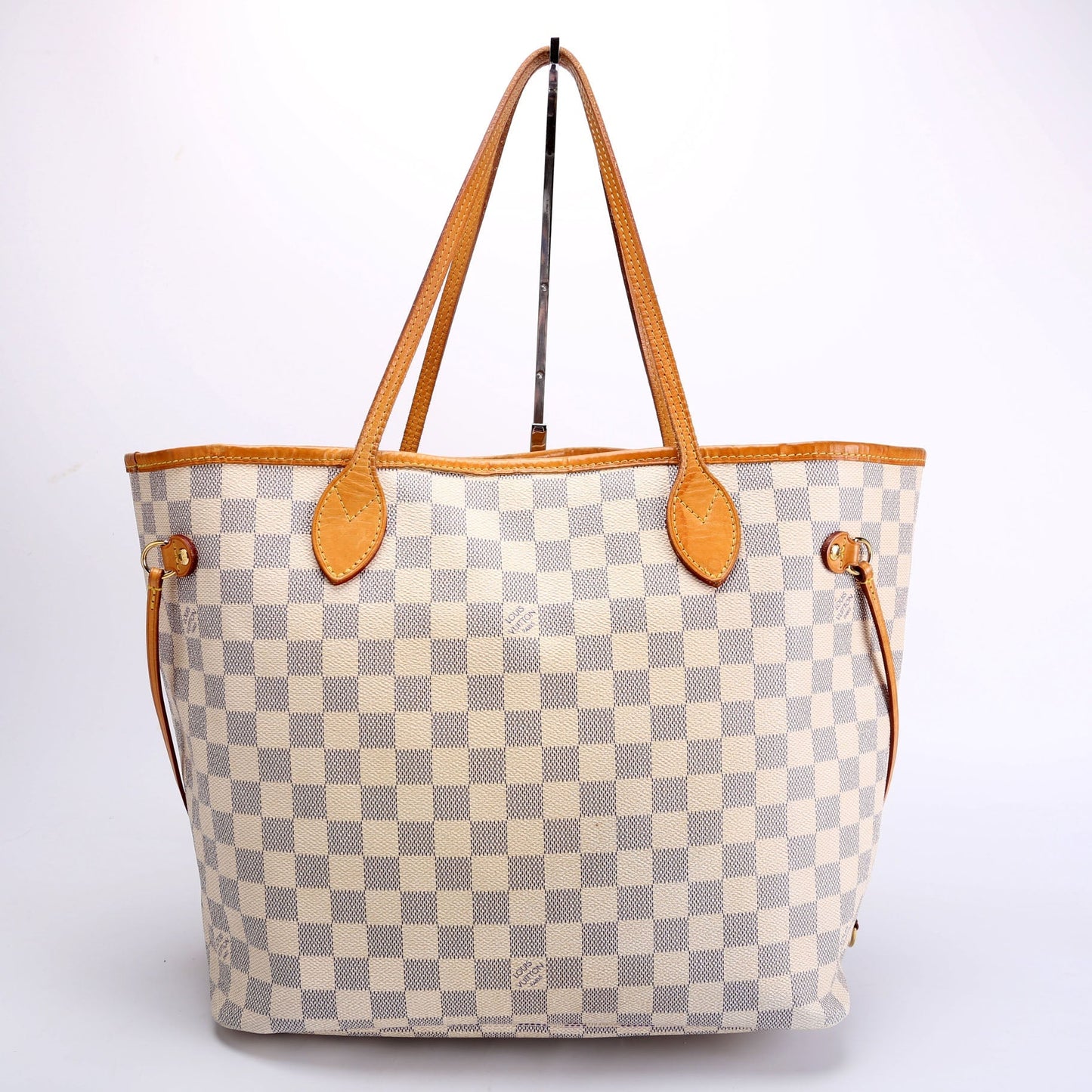 Louis Vuitton Neverfull MM Azur Damier White Blue Beige Wallet Case