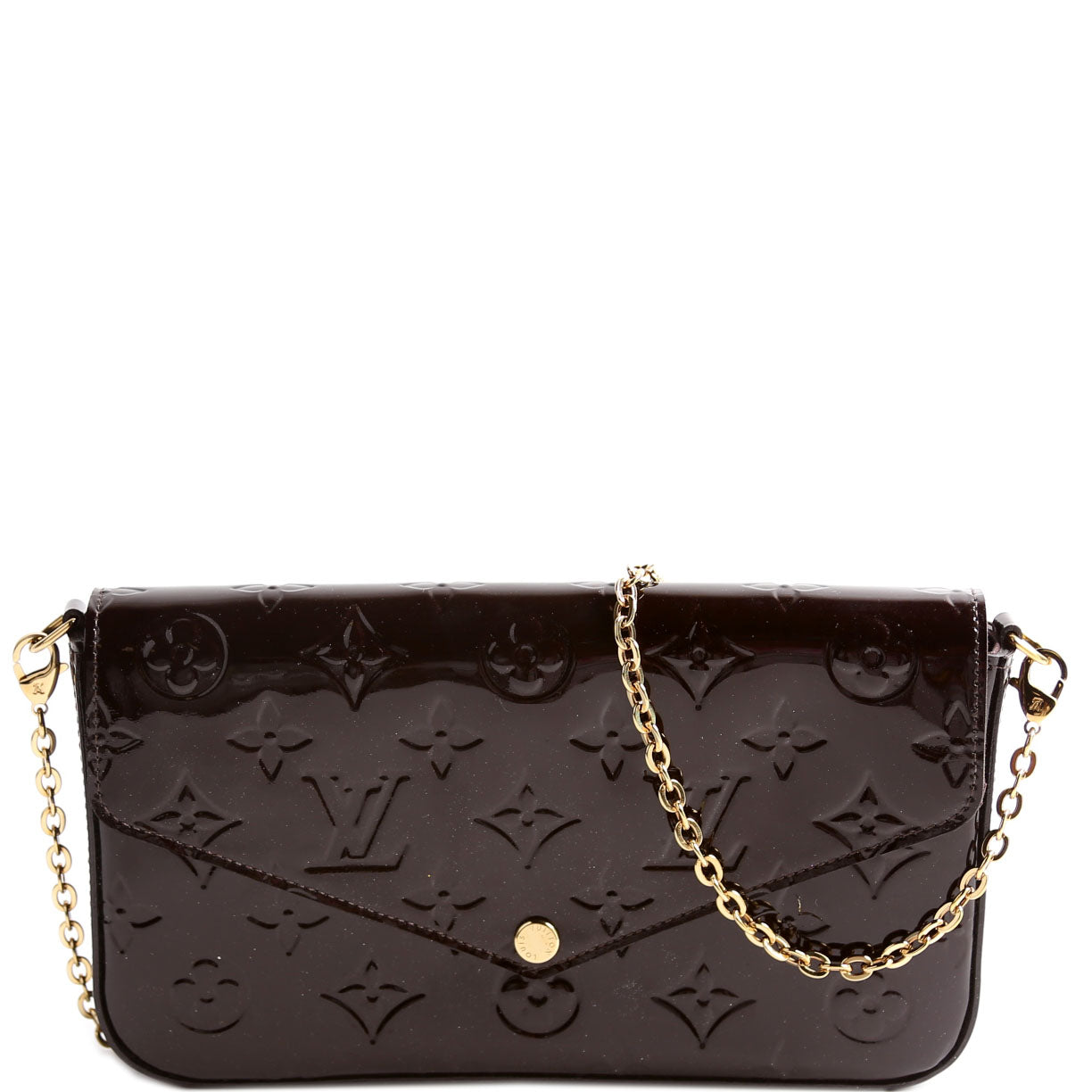 Louis Vuitton Pochette Felicie Burgundy Vernis Clutch Bag