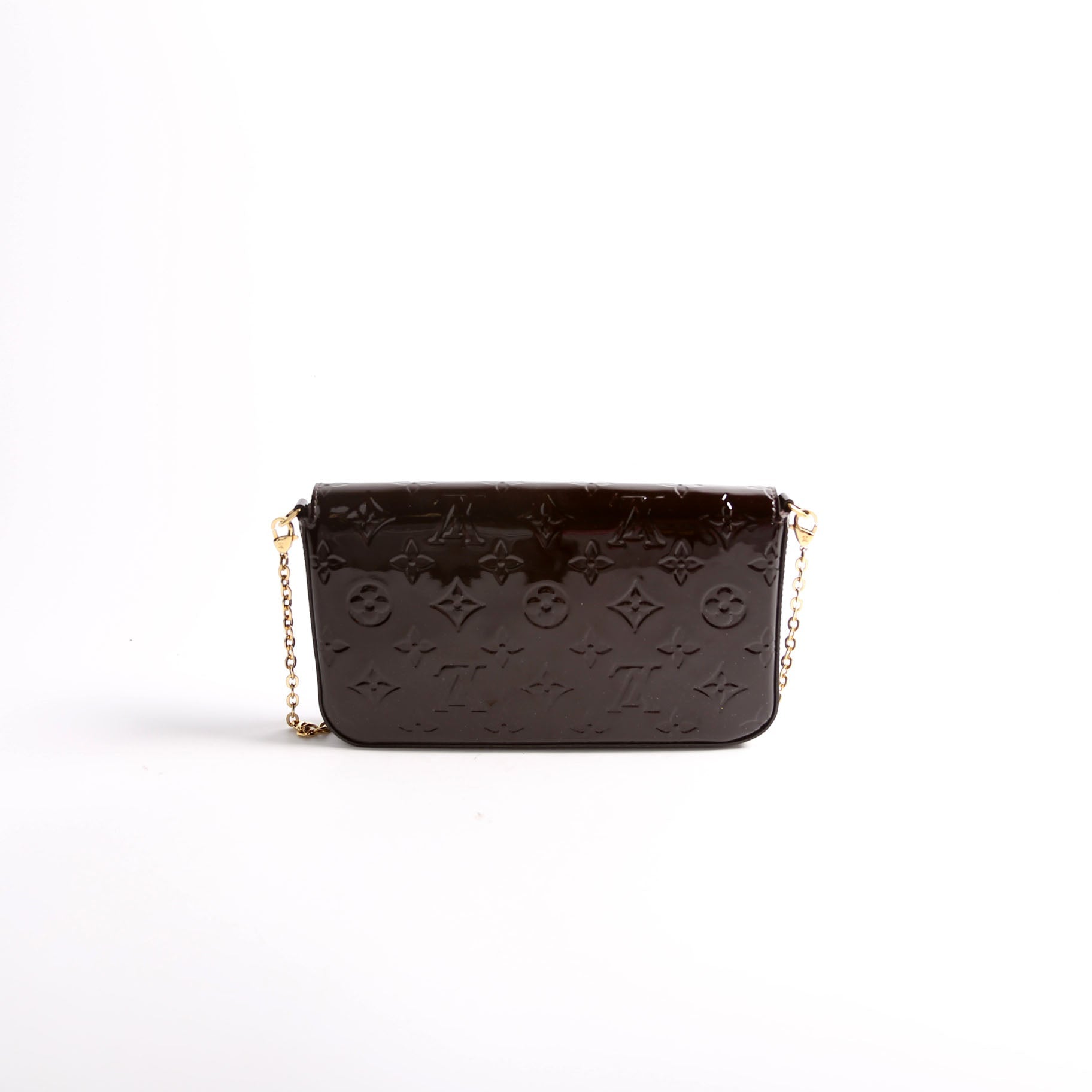 Louis Vuitton Pochette Felicie Burgundy Vernis Clutch Bag