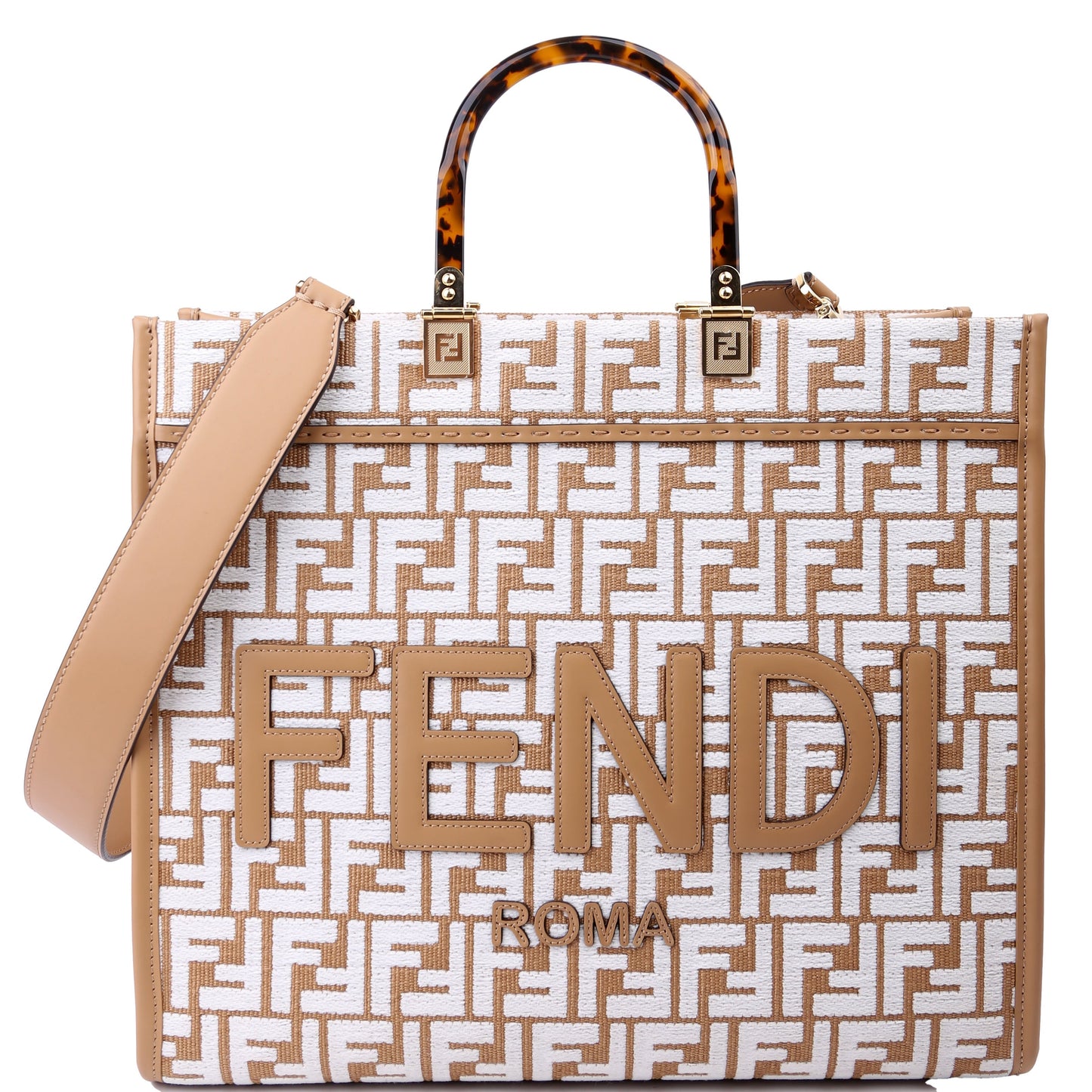 Fendi 8Bh386 Sunshine Shopper Bag Raffia Medium Travel Bag
