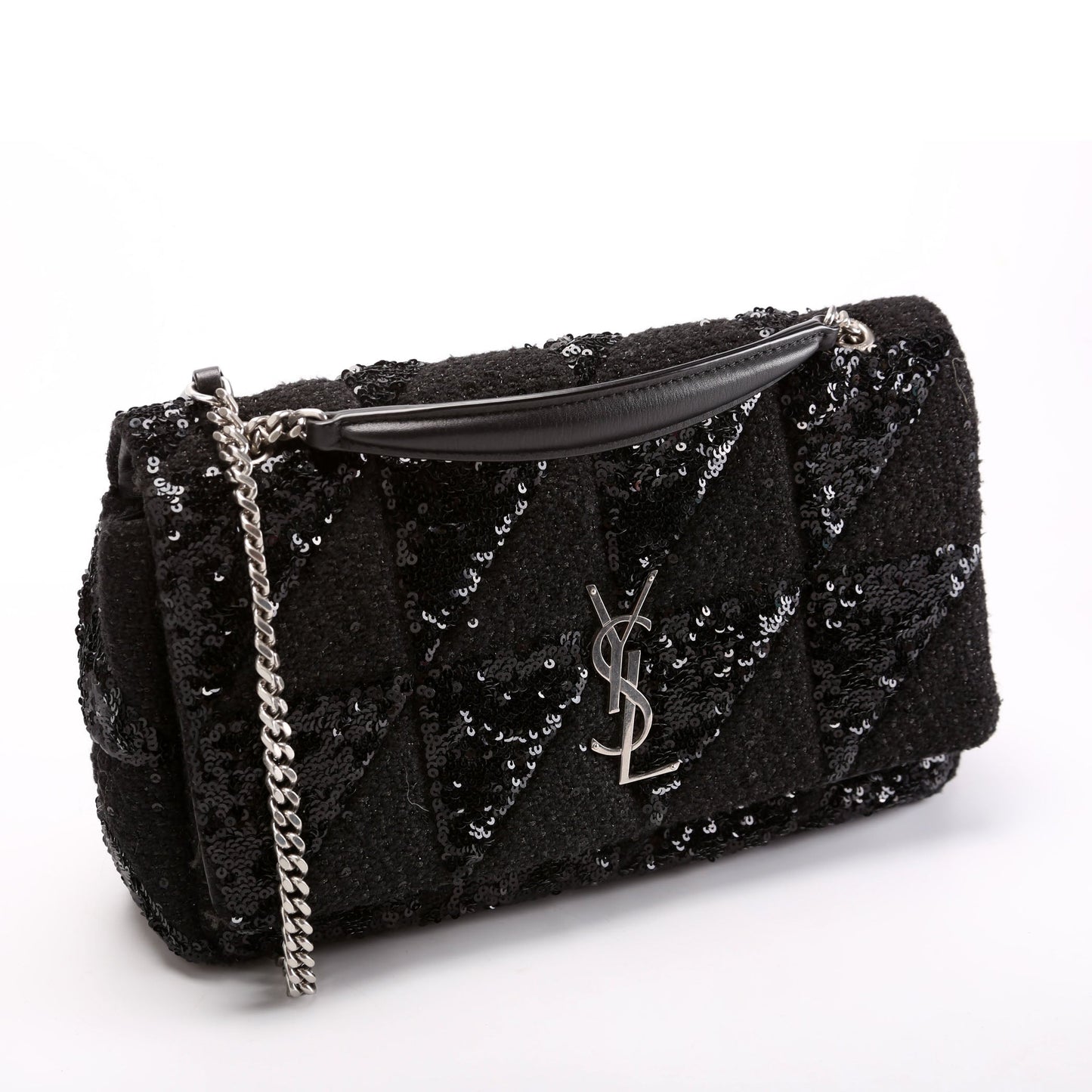 YSL Saint Laurent Sequin Patchwork Jamie Bag Black Medium Travel Bag