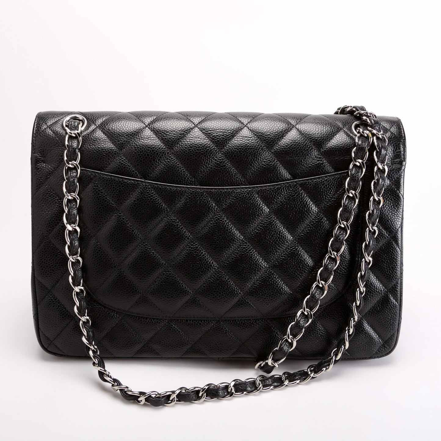 Chanel Classic Flap Jumbo Caviar Black Silver Handbag