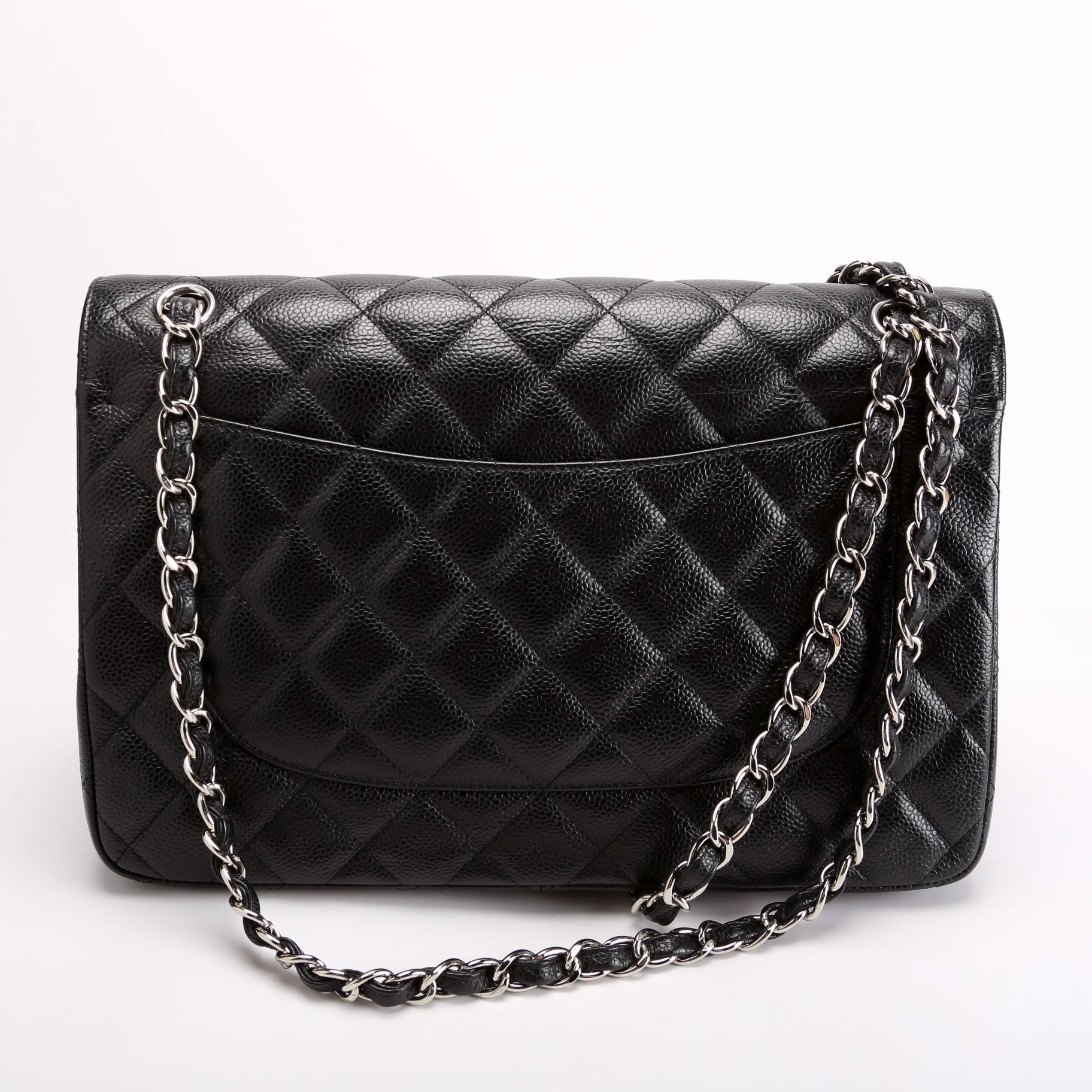 Chanel Classic Flap Jumbo Caviar Black Silver Handbag