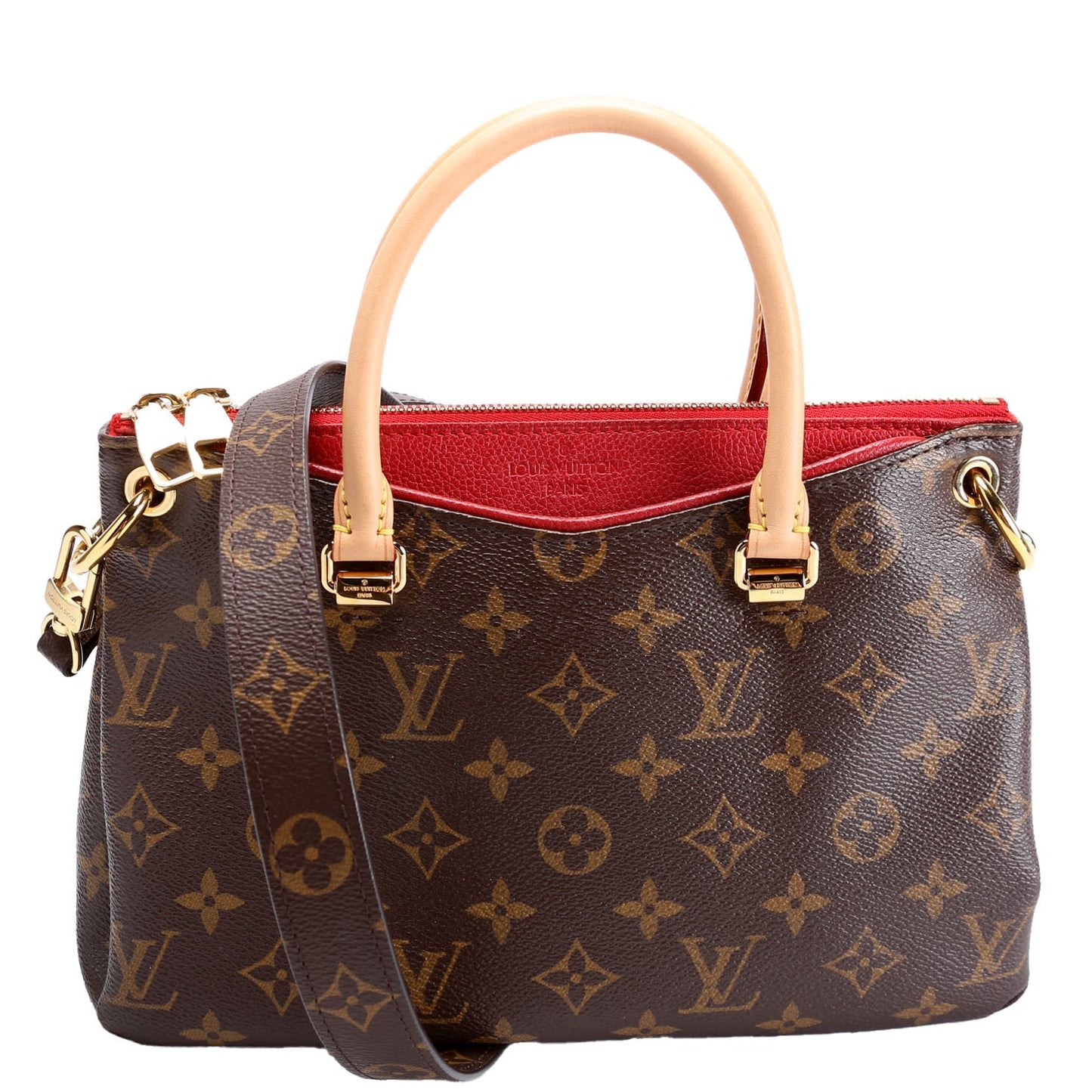 Louis Vuitton Pallas BB Monogram Brown Red Handbag