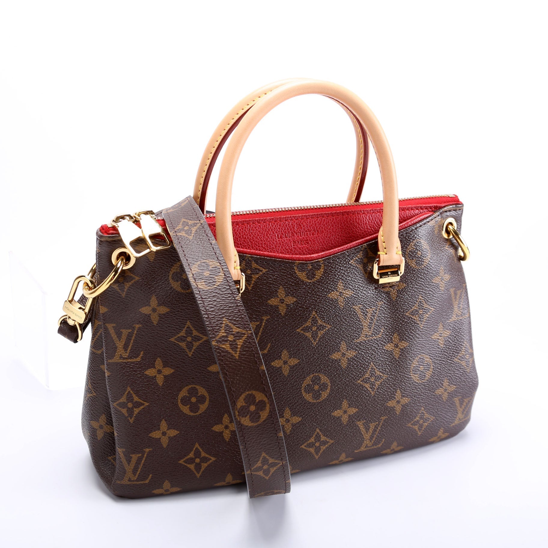 Louis Vuitton Pallas BB Monogram Brown Red Handbag