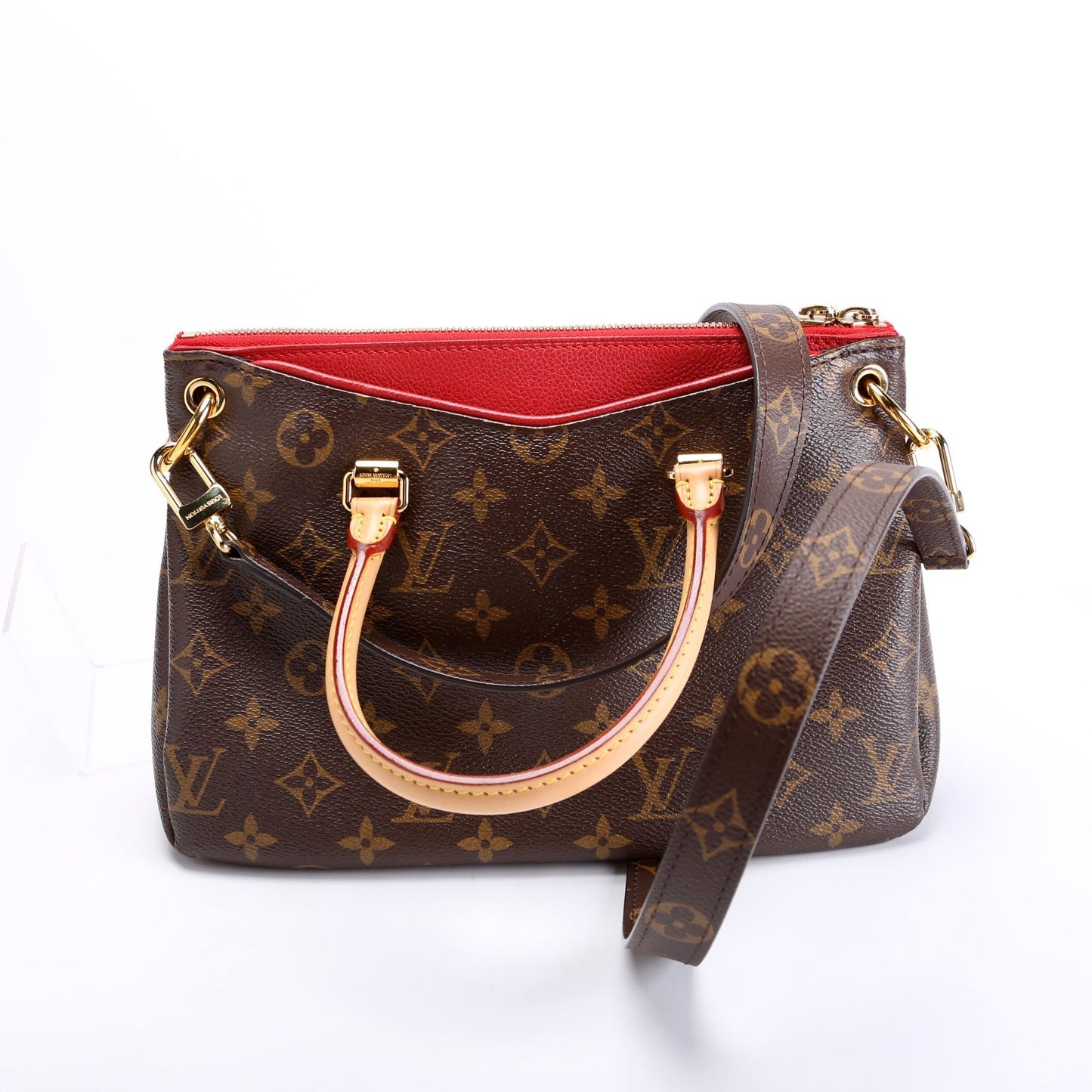 Louis Vuitton Pallas BB Monogram Brown Red Handbag