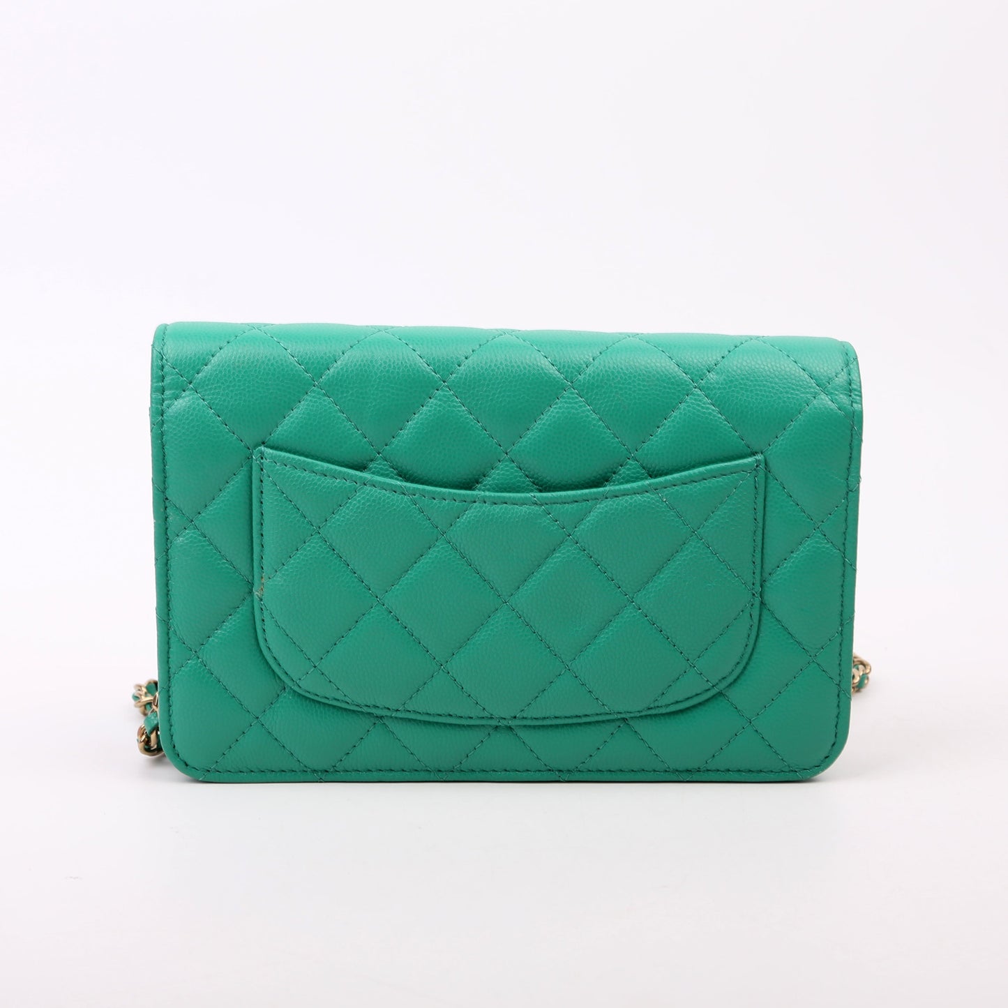Chanel WOC Classic Quilted Caviar RFID Green Clutch Bag