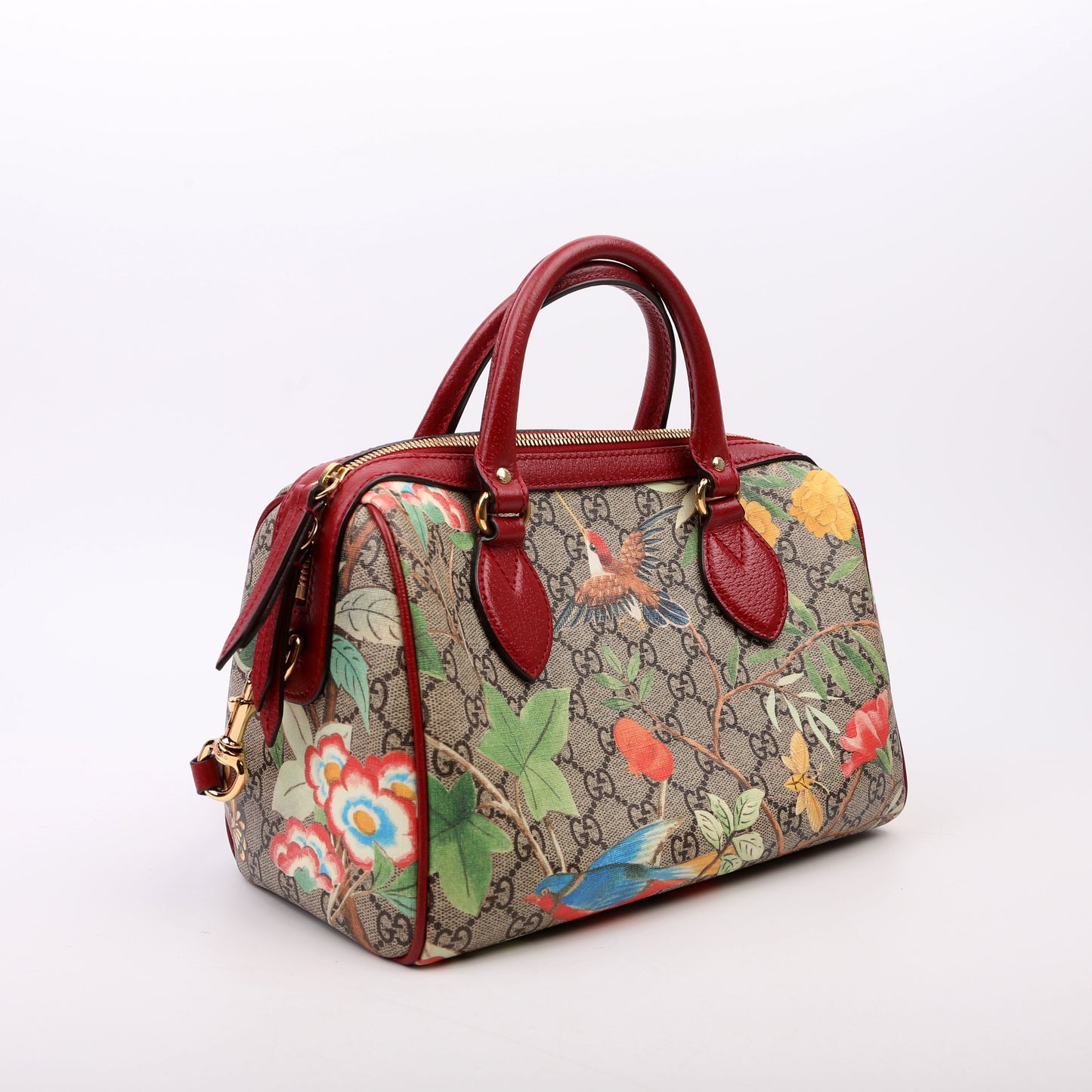 Gucci GG Tian Boston Red Multicolor Small Travel Bag