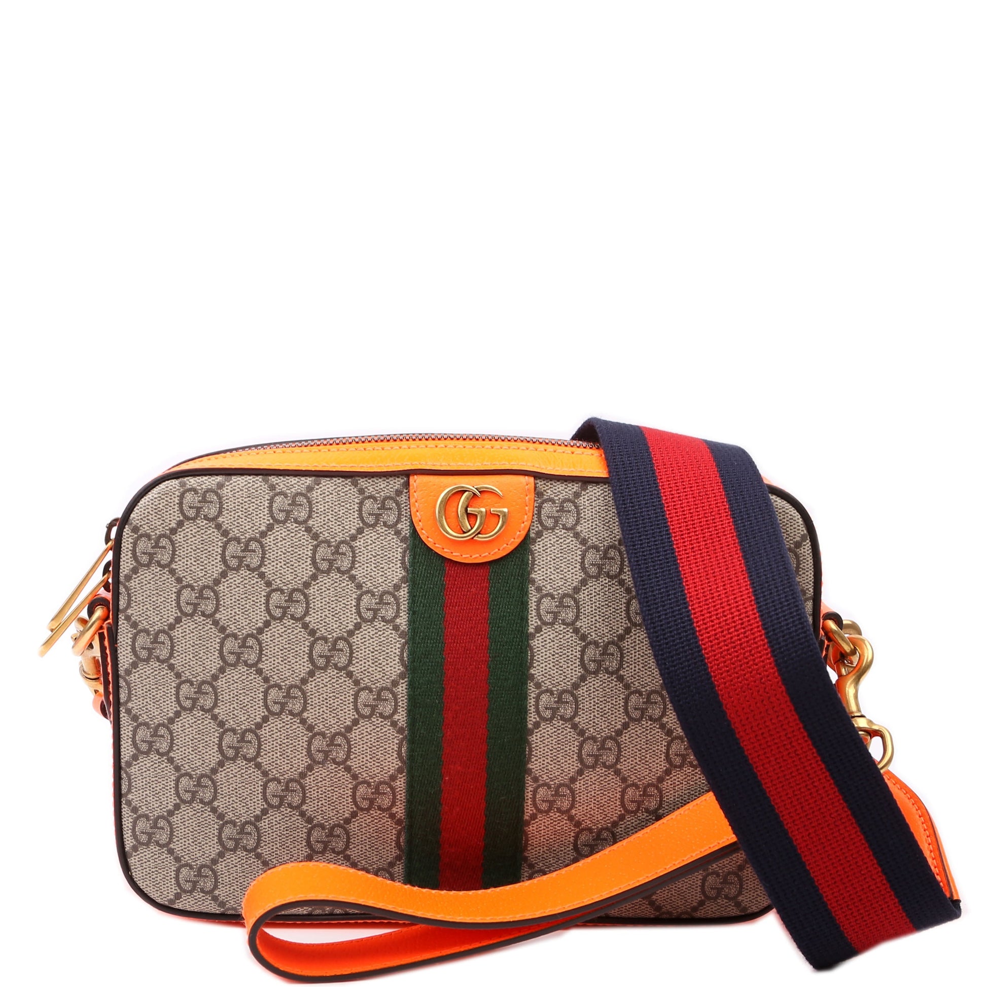 Gucci GG Supreme Ophidia Wristlet Orange Small Crossbody Bag