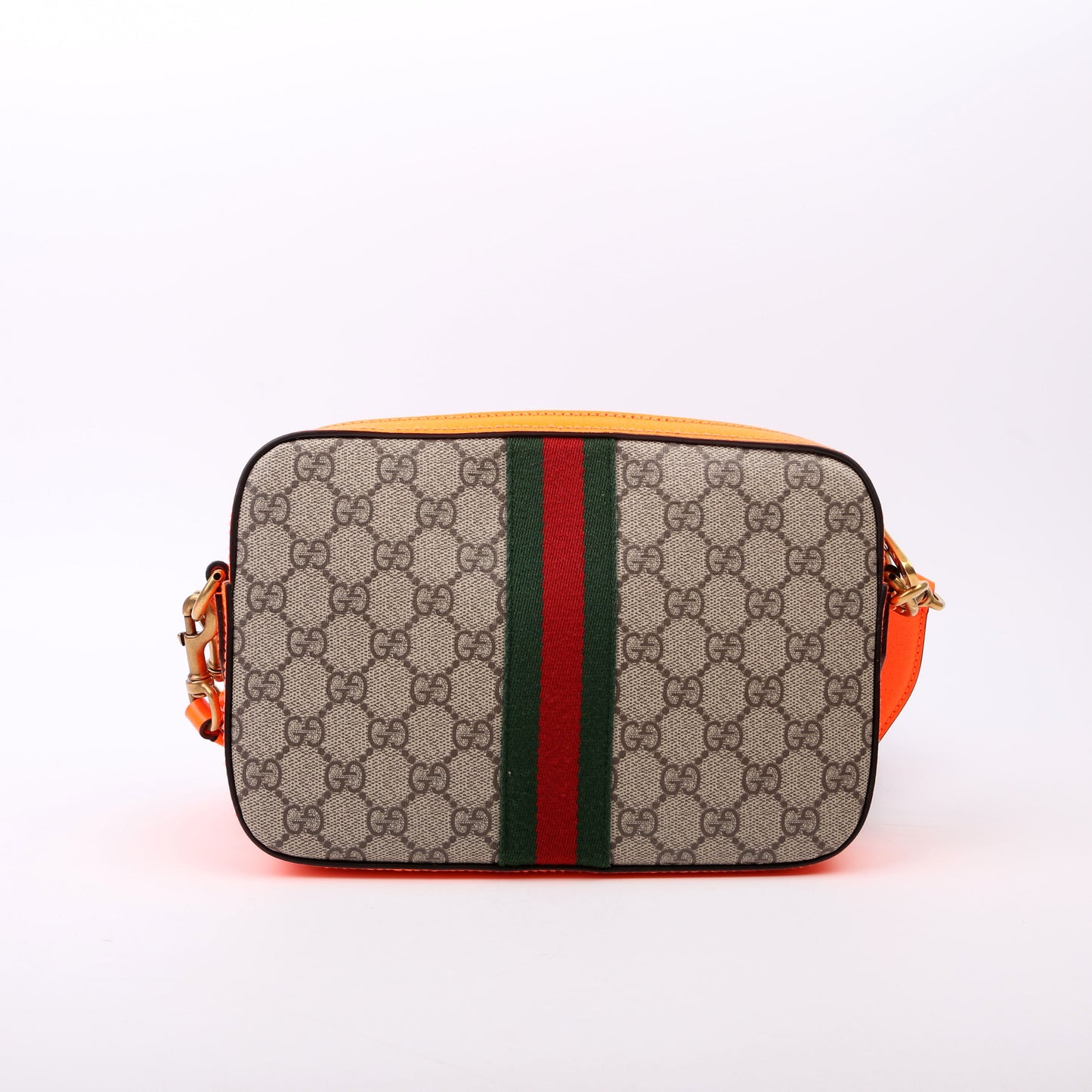 Gucci GG Supreme Ophidia Wristlet Orange Small Crossbody Bag