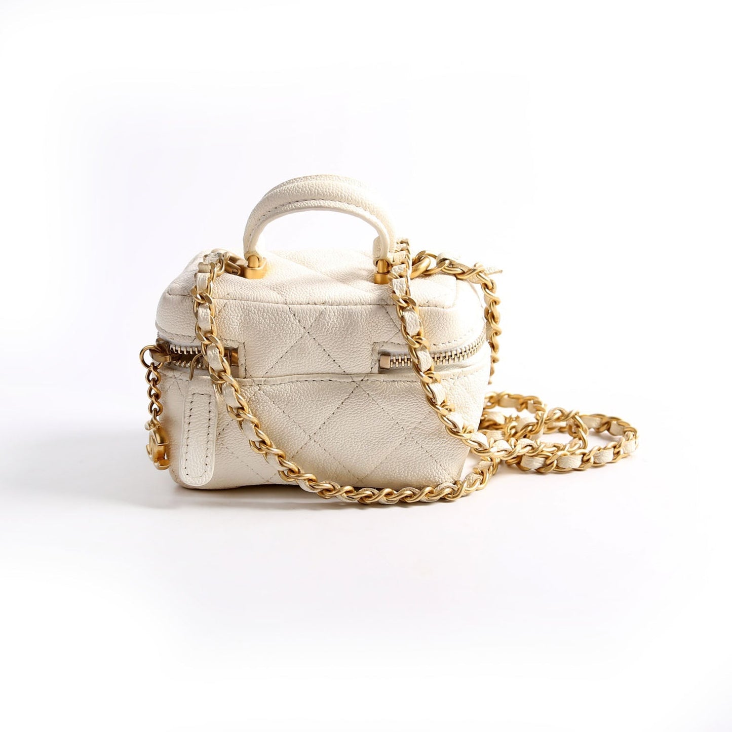 Chanel Top Handle Vanity Caviar 30M White Mini Bag