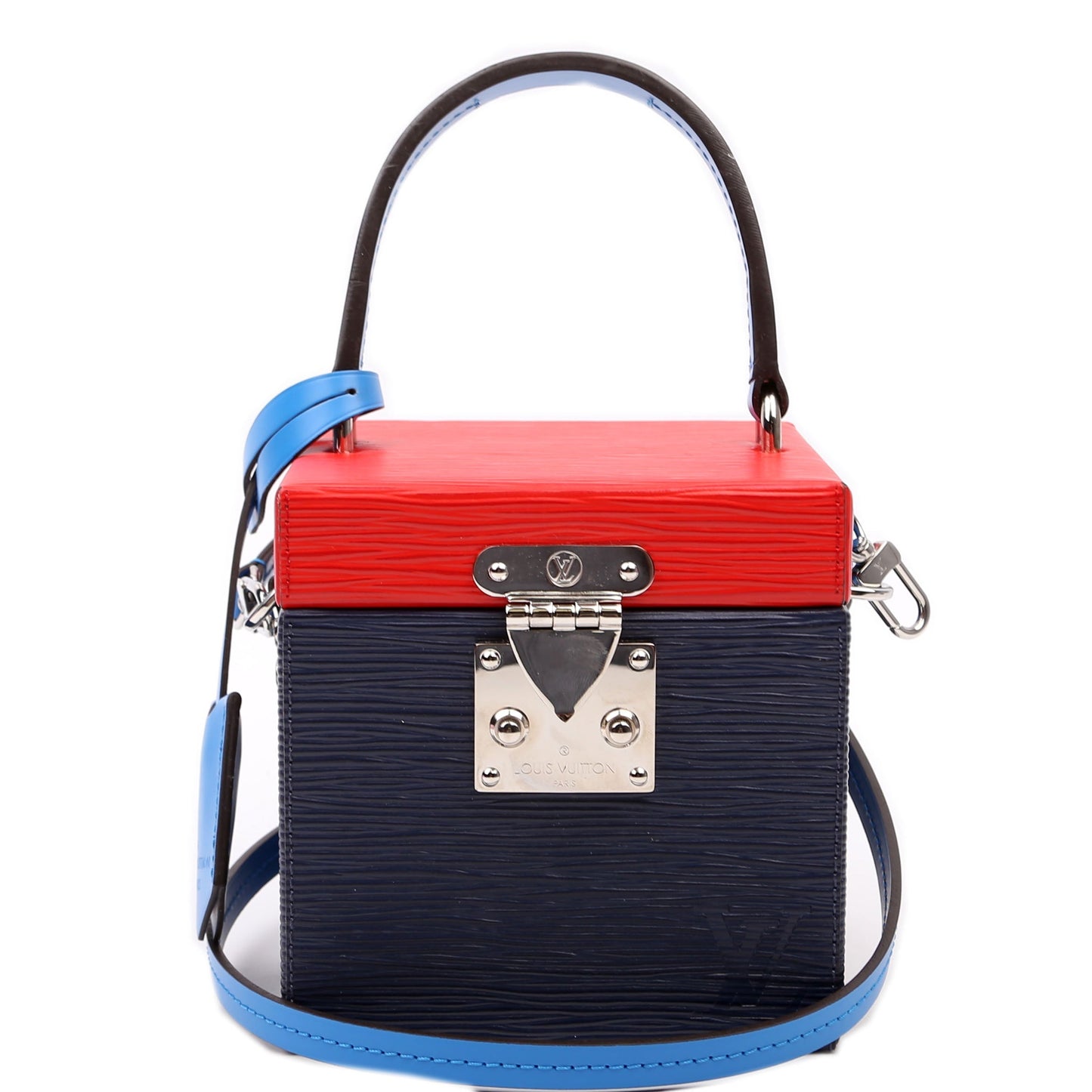 Louis Vuitton Bleeker Box Epi Blue Red Handbag