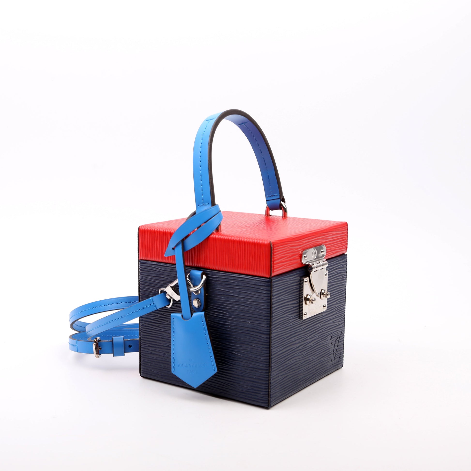 Louis Vuitton Bleeker Box Epi Blue Red Handbag