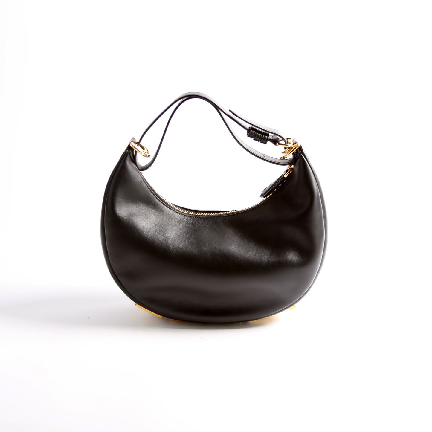 Fendi 8Br798Graphy Hobo Bag Leather Black Small Hobo Black 2