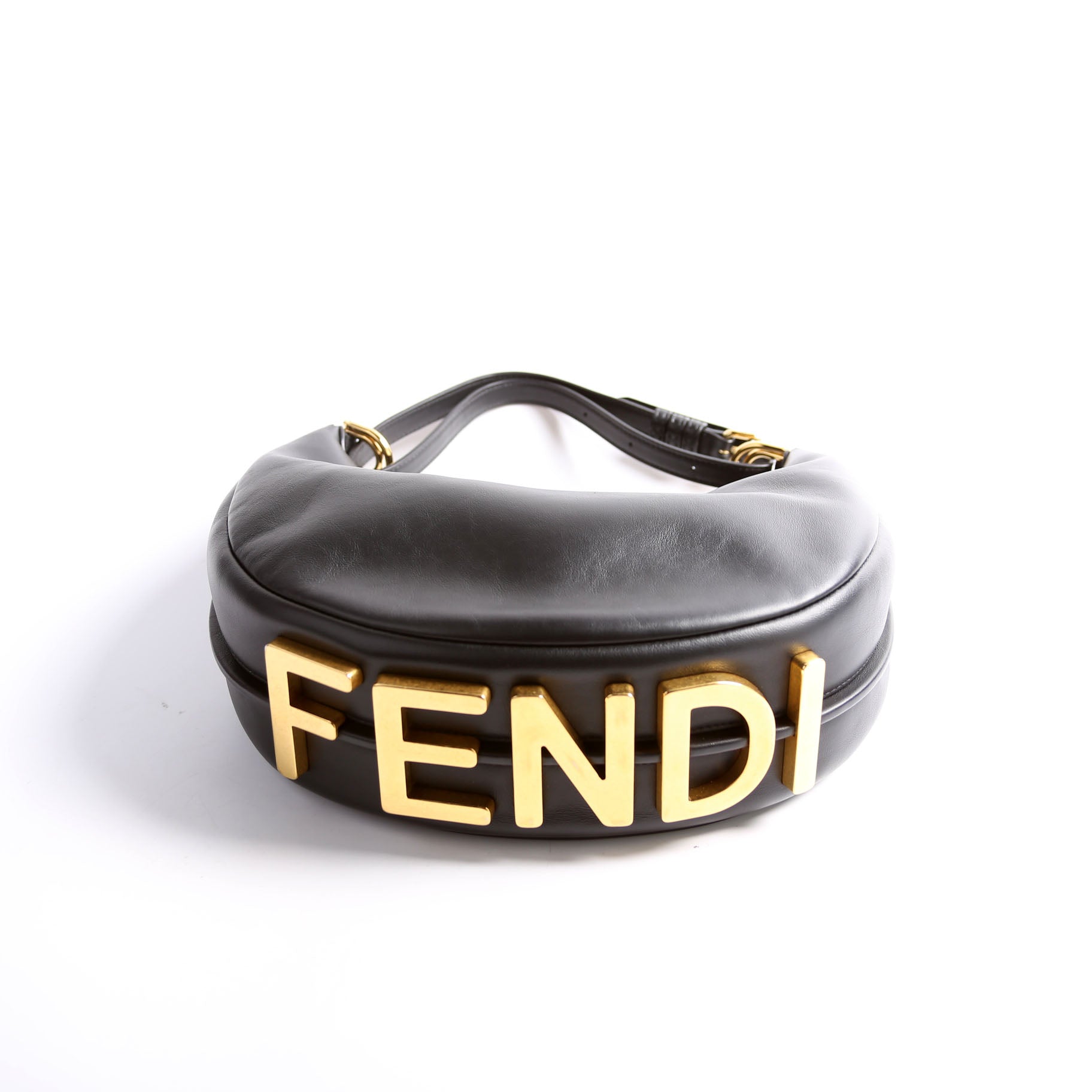 Fendi 8Br798Graphy Hobo Bag Leather Black Small Hobo Black 2