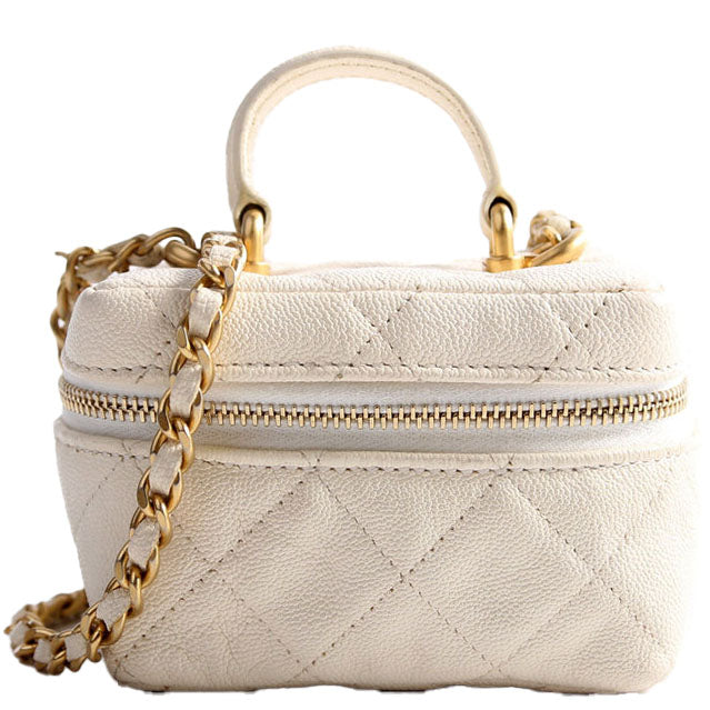 Chanel Top Handle Vanity Caviar 30M White Mini Bag