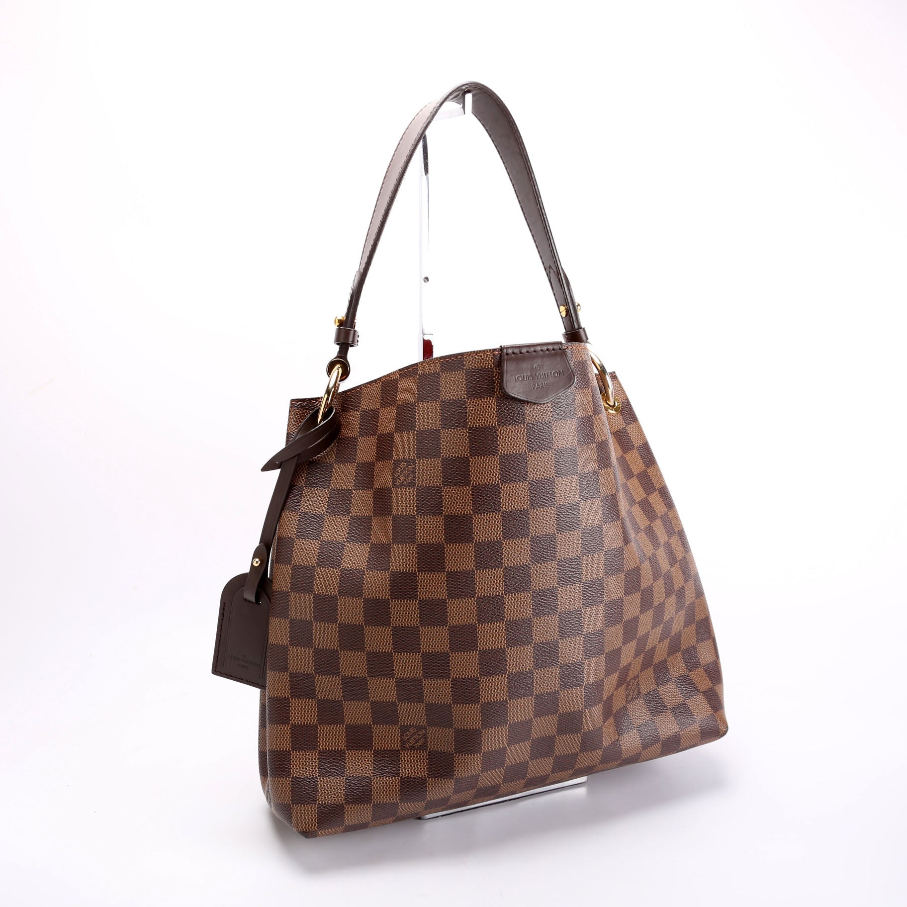 Louis Vuitton Graceful PM Ebene Damier Brown Red Handbag